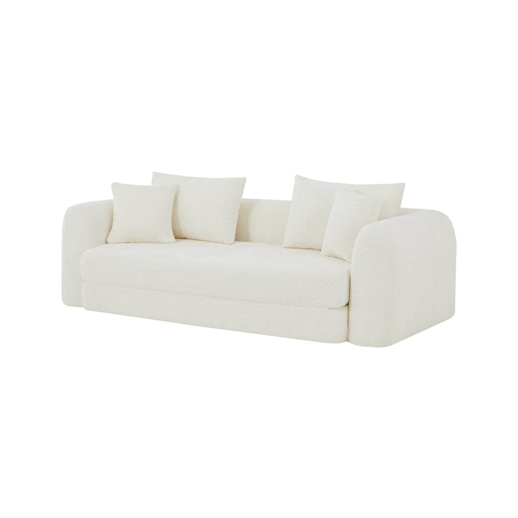 Sofa droit compresse Convertible MORPHEO 3 places Fabric bouclette Beige