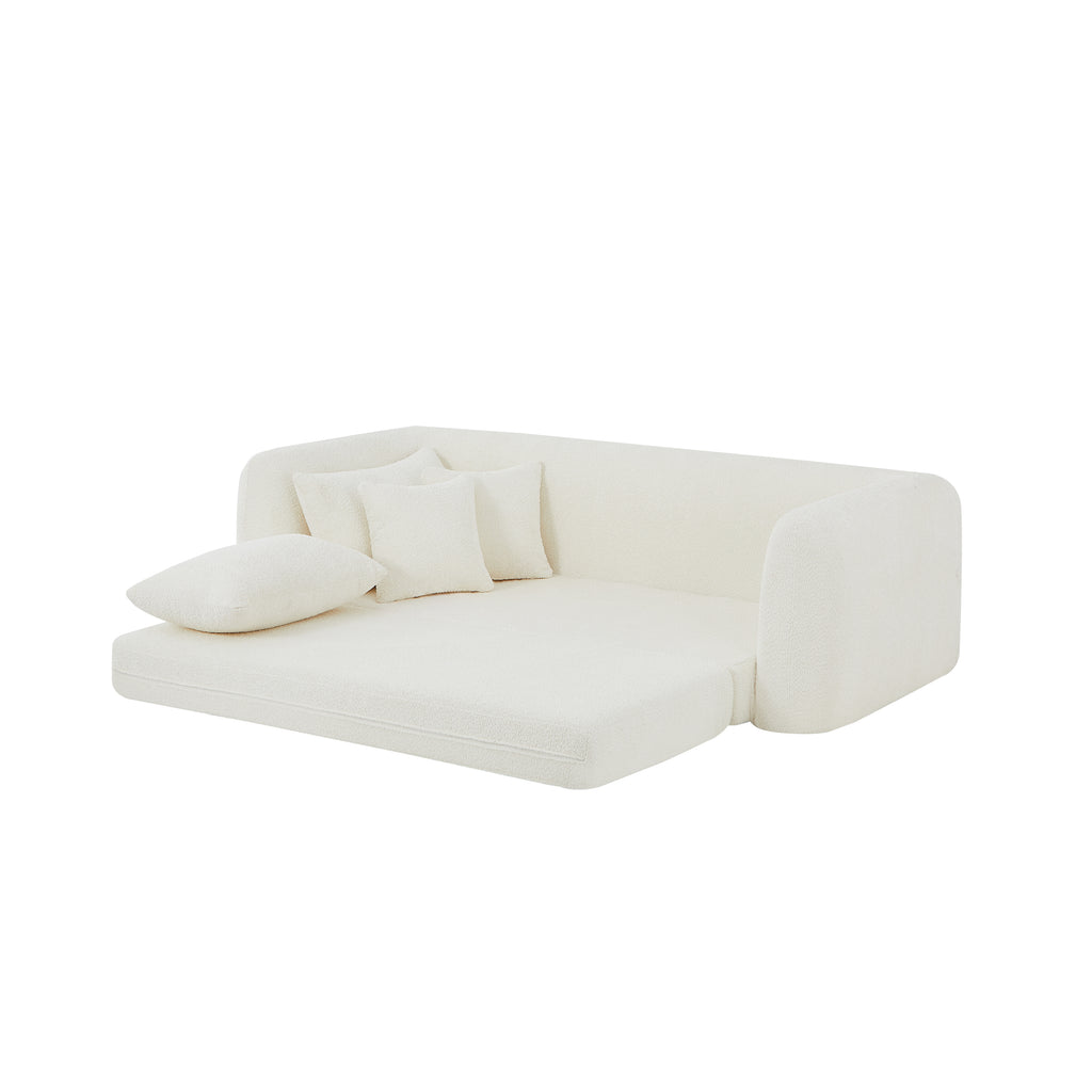 Sofa droit compresse Convertible MORPHEO 3 places Fabric bouclette Beige