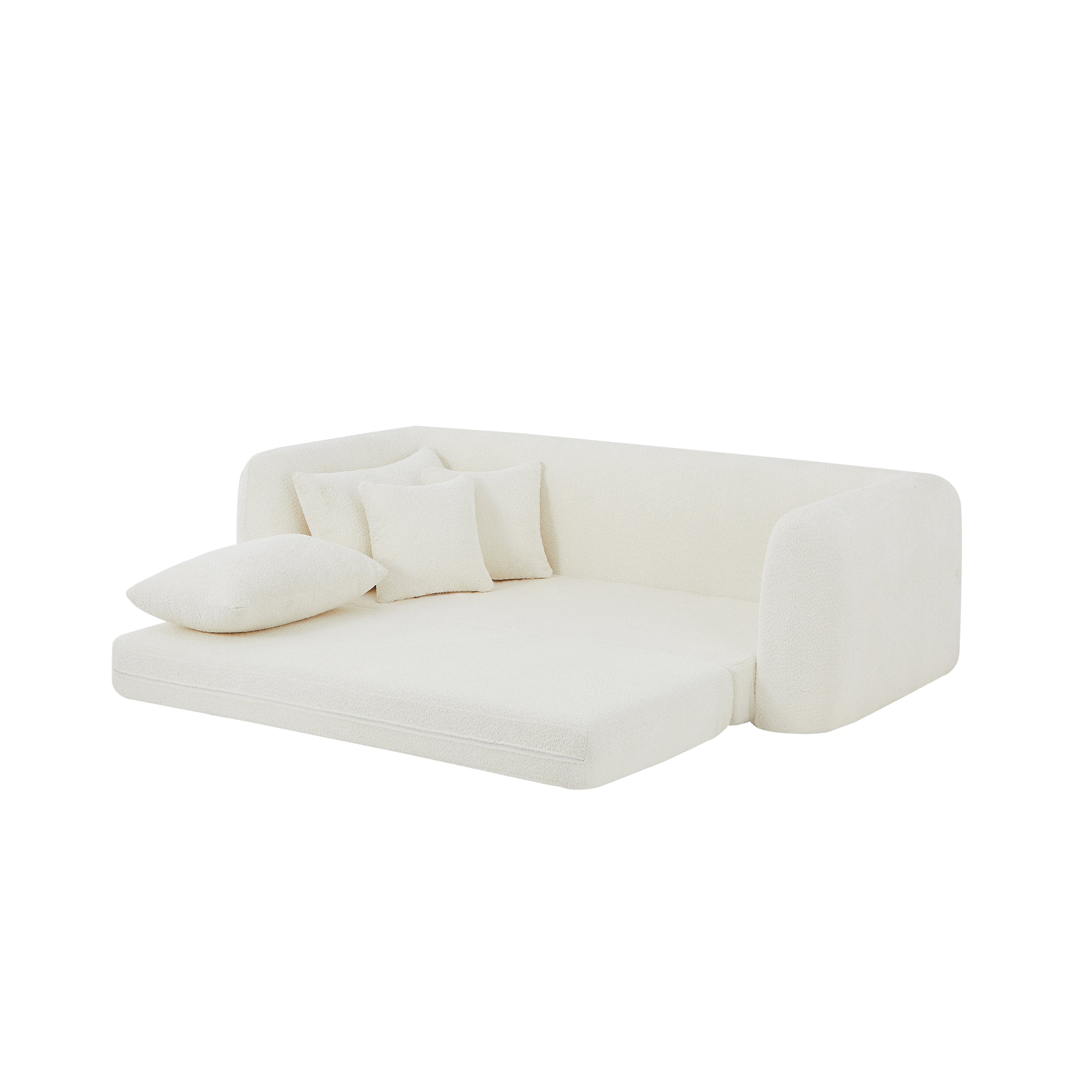 Sofa droit compresse Convertible MORPHEO 3 places Fabric bouclette Beige