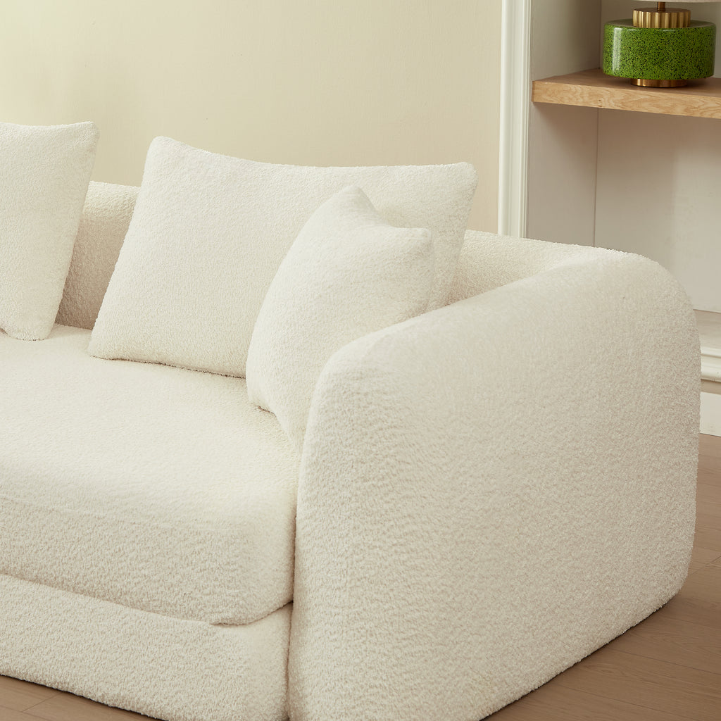 Sofa droit compresse Convertible MORPHEO 3 places Fabric bouclette Beige