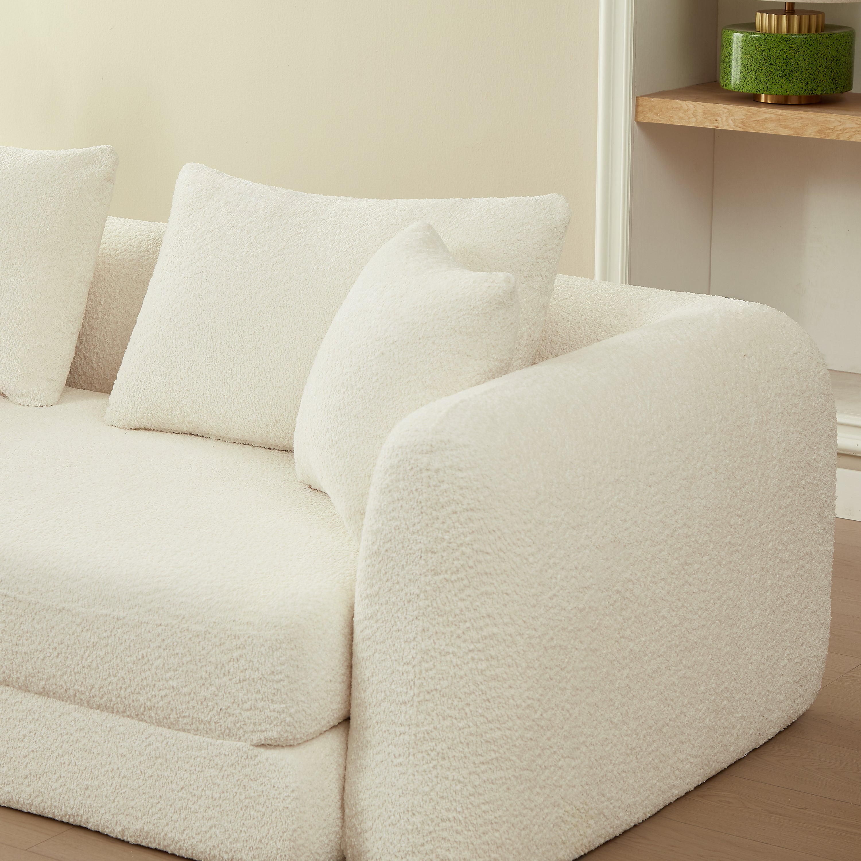 Sofa droit compresse Convertible MORPHEO 3 places Fabric bouclette Beige