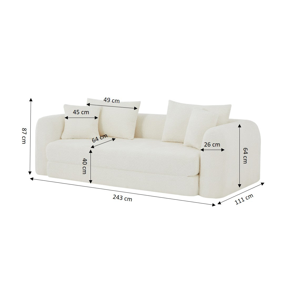 MORPHEO 3-Seater Convertible Sofa Bed – Beige