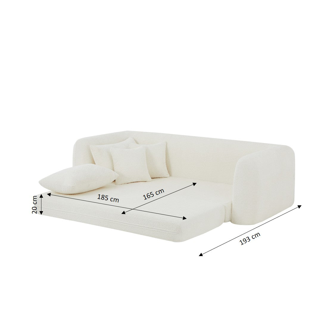 MORPHEO 3-Seater Convertible Sofa Bed – Beige