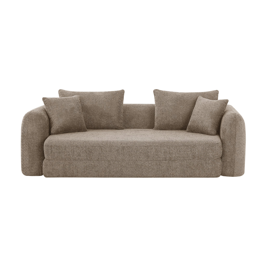 Sofa droit compresse Convertible MORPHEO 3 places Fabric bouclette Beige