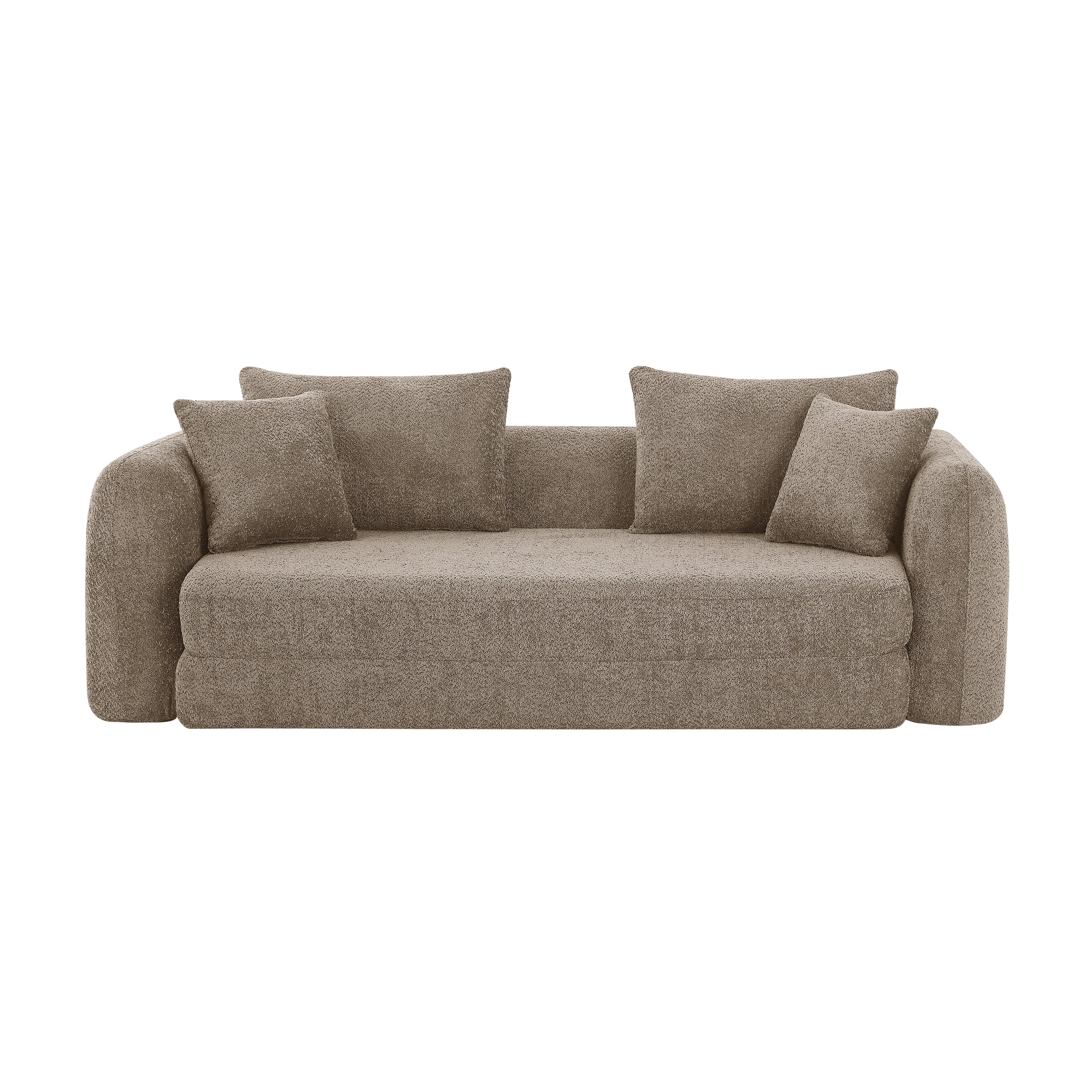 Sofa droit compresse Convertible MORPHEO 3 places Fabric bouclette Beige