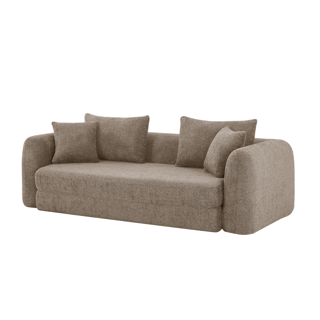 Sofa droit compresse Convertible MORPHEO 3 places Fabric bouclette Beige
