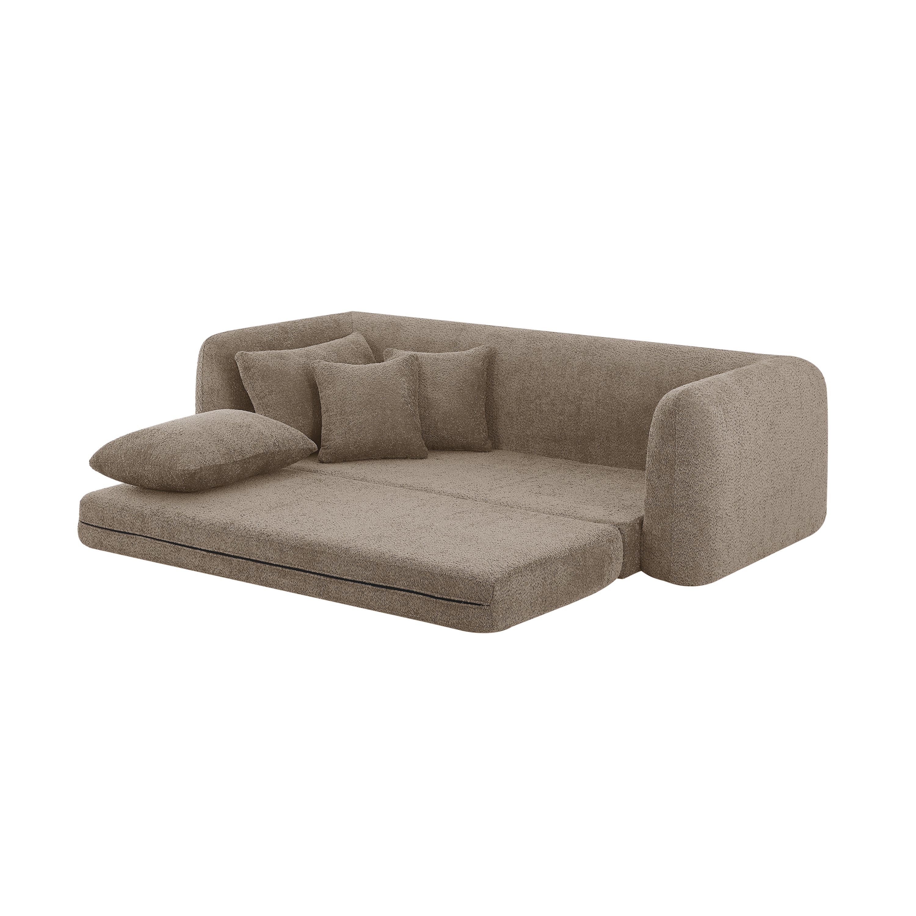 Sofa droit compresse Convertible MORPHEO 3 places Fabric bouclette Beige