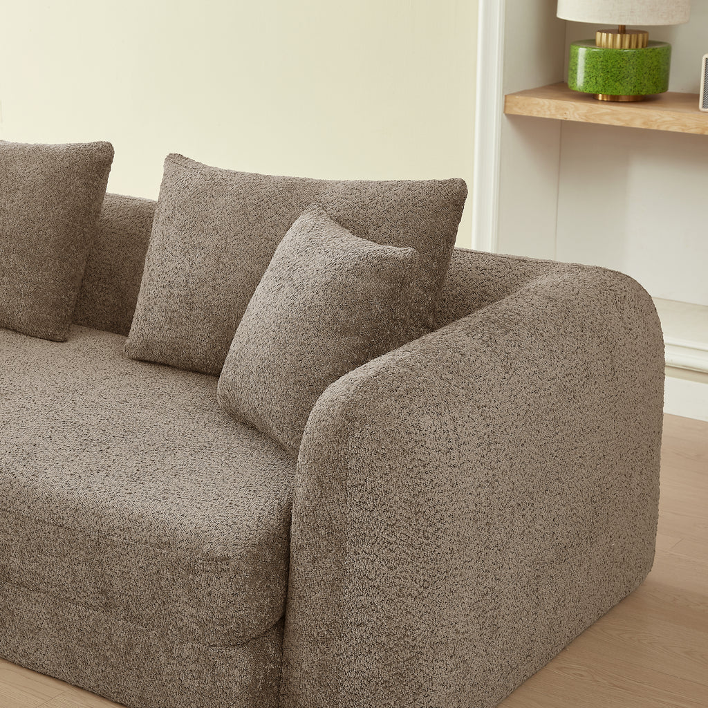 Sofa droit compresse Convertible MORPHEO 3 places Fabric bouclette Beige