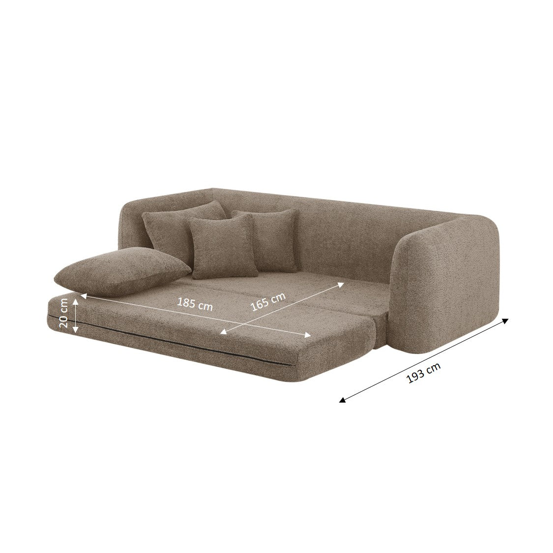 MORPHEO 3-Seater Convertible Sofa Bed – Brown