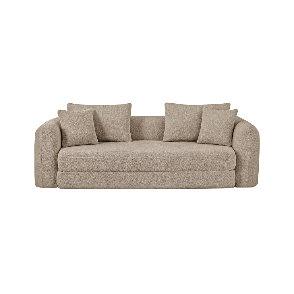Sofa droit compresse Convertible MORPHEO 3 places Fabric bouclette Beige