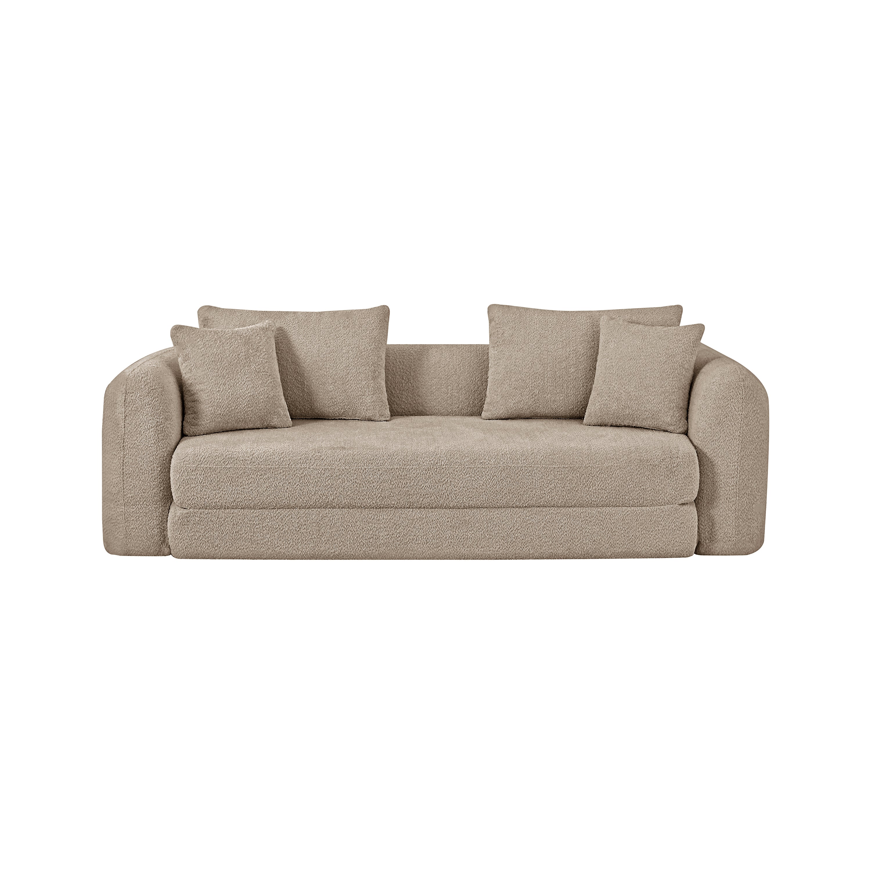 Sofa droit compresse Convertible MORPHEO 3 places Fabric bouclette Beige