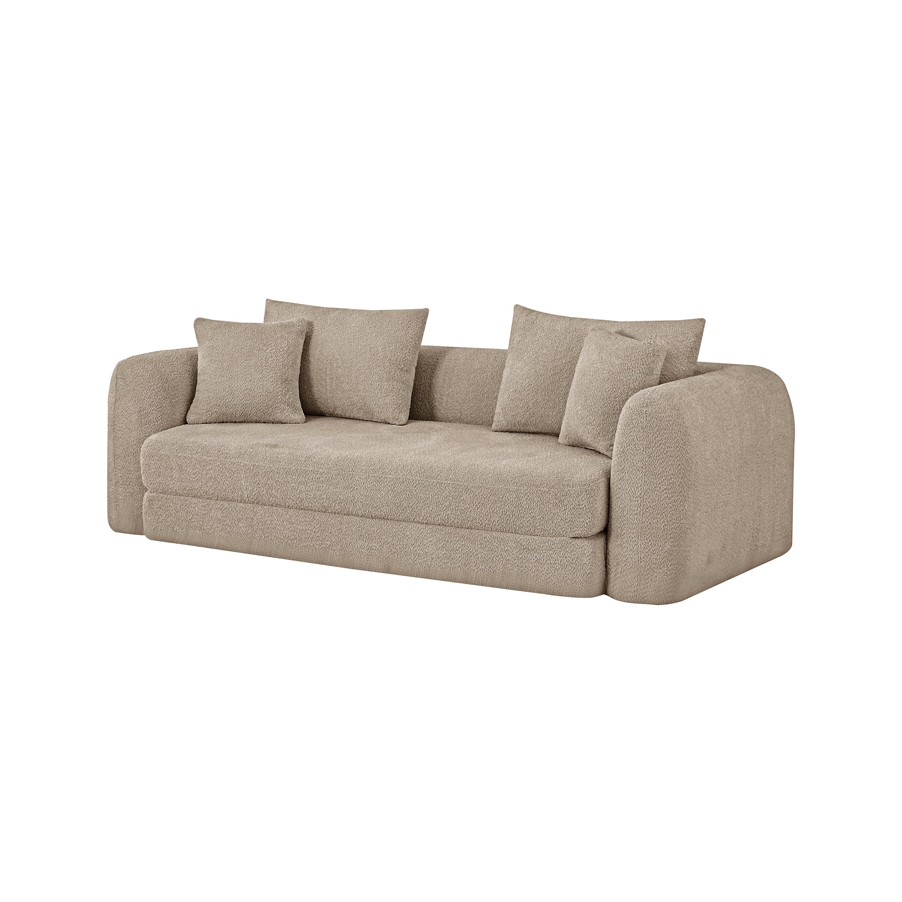 Sofa droit compresse Convertible MORPHEO 3 places Fabric bouclette Beige