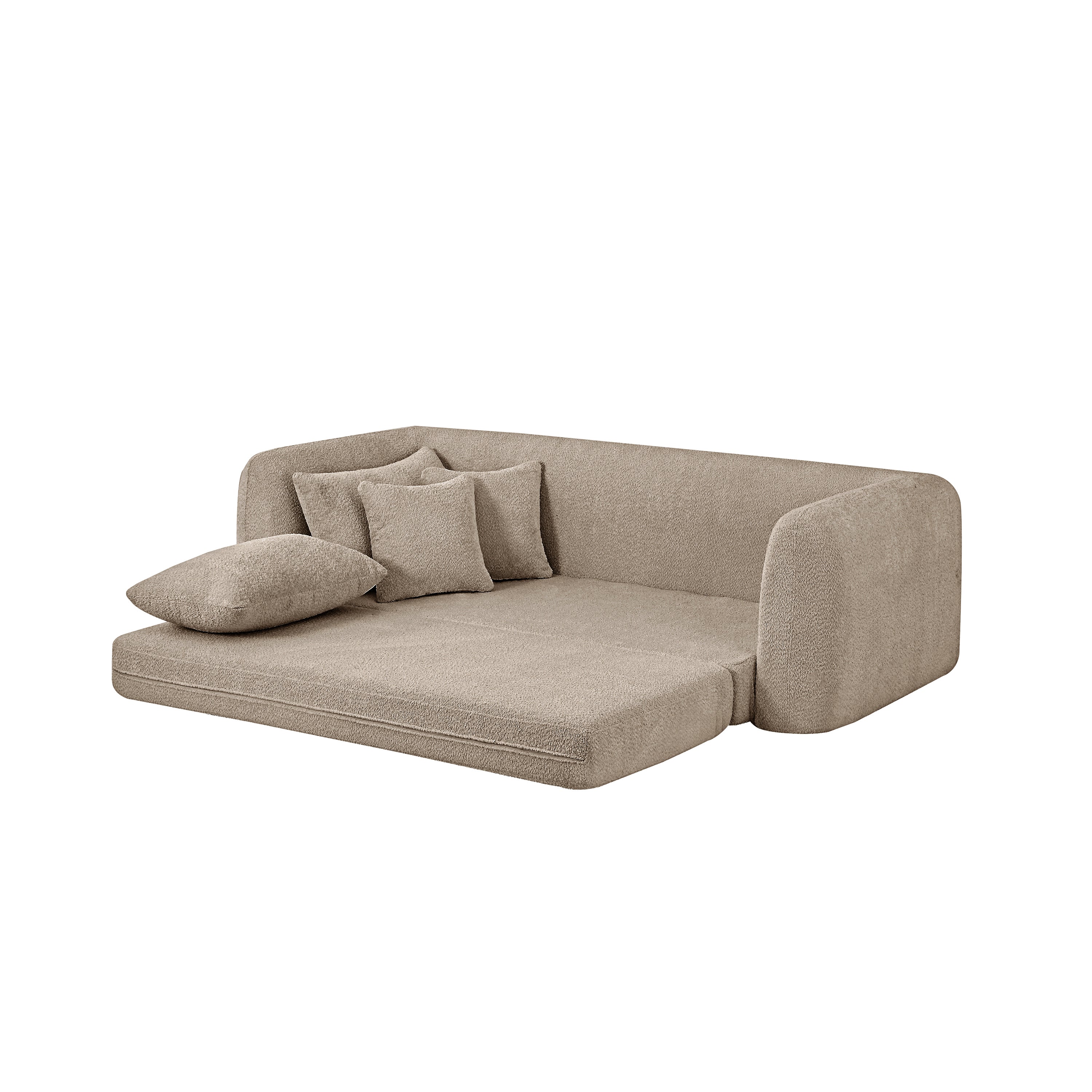 Sofa droit compresse Convertible MORPHEO 3 places Fabric bouclette Beige