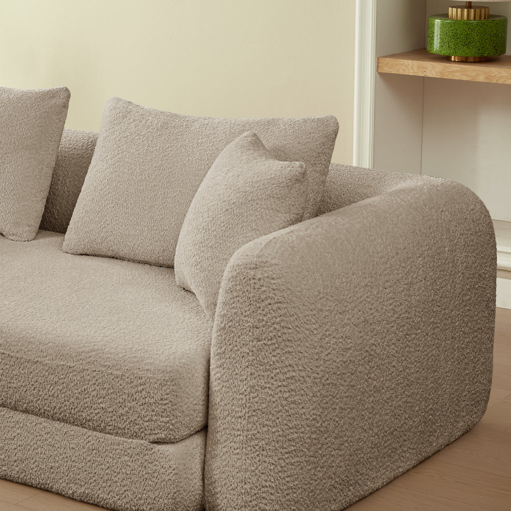 Sofa droit compresse Convertible MORPHEO 3 places Fabric bouclette Beige
