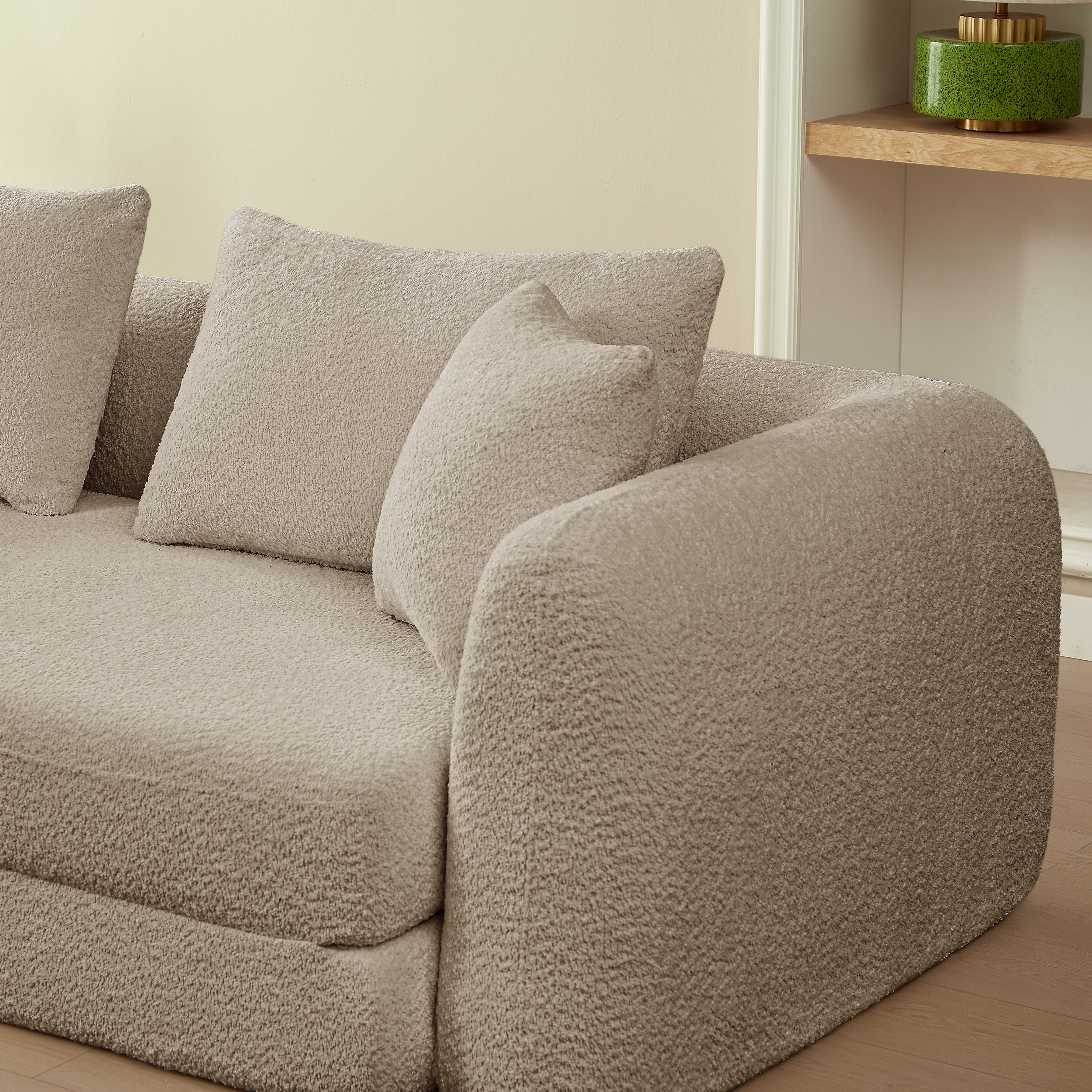 Sofa droit compresse Convertible MORPHEO 3 places Fabric bouclette Beige