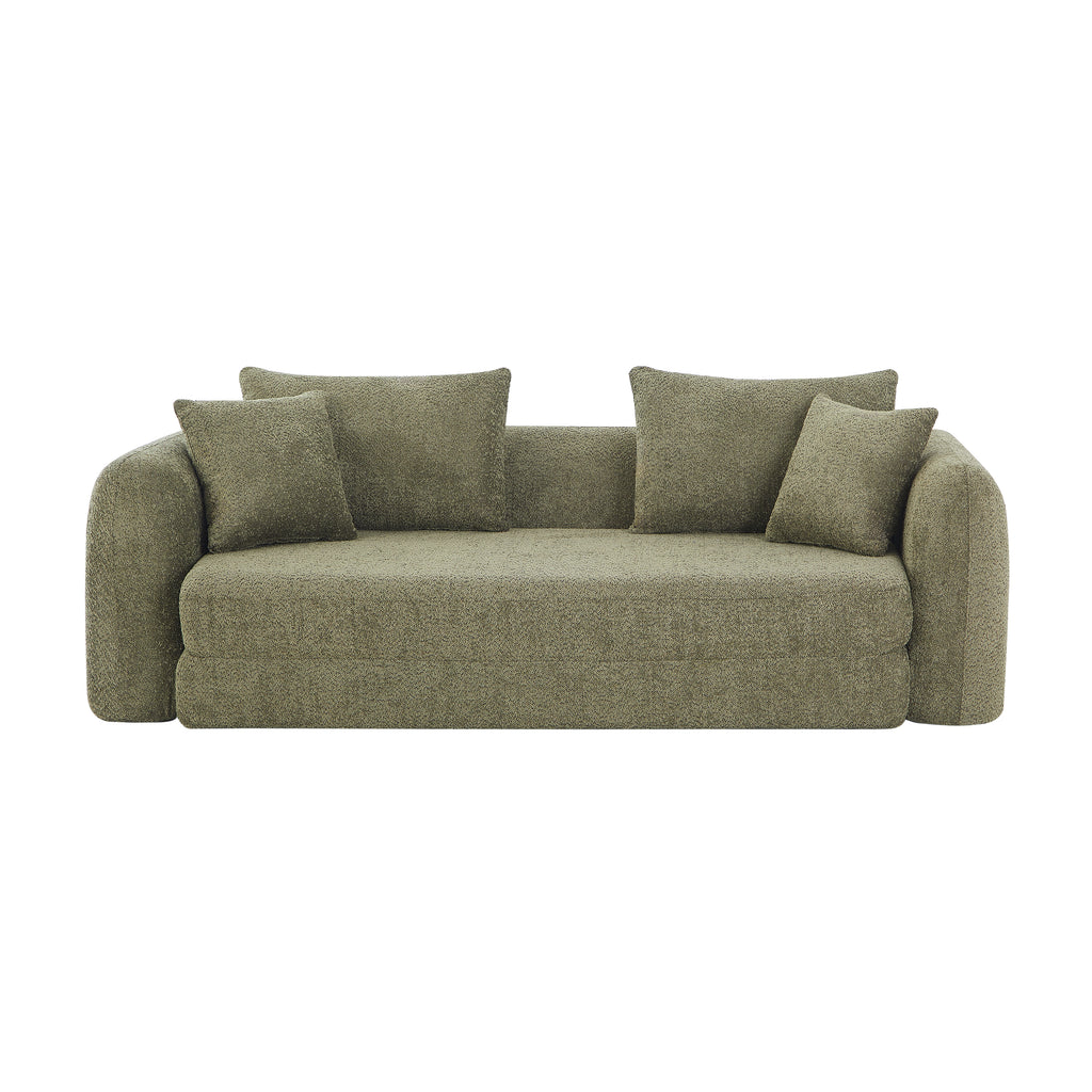 Sofa droit compresse Convertible MORPHEO 3 places Fabric bouclette Beige