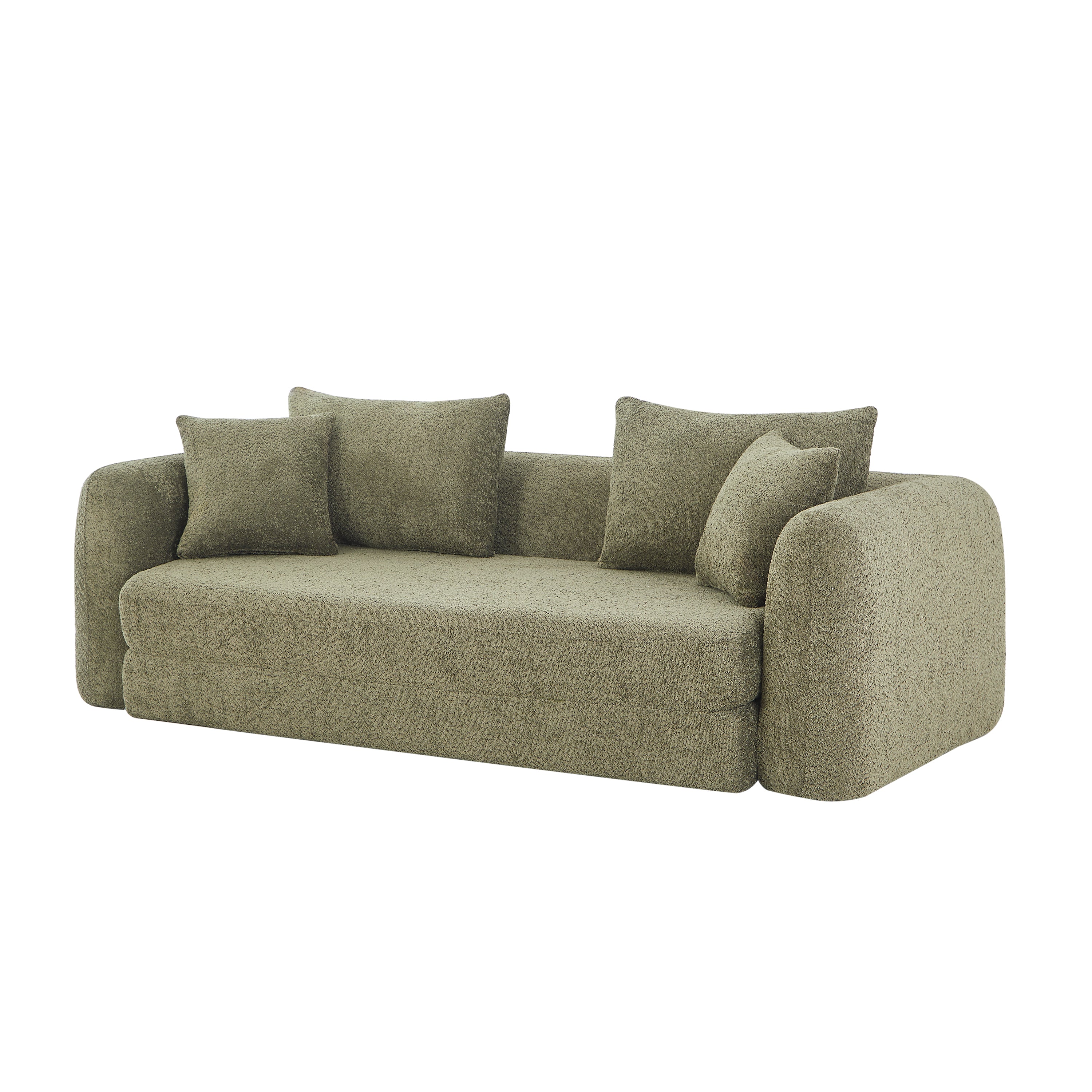 Sofa droit compresse Convertible MORPHEO 3 places Fabric bouclette Beige