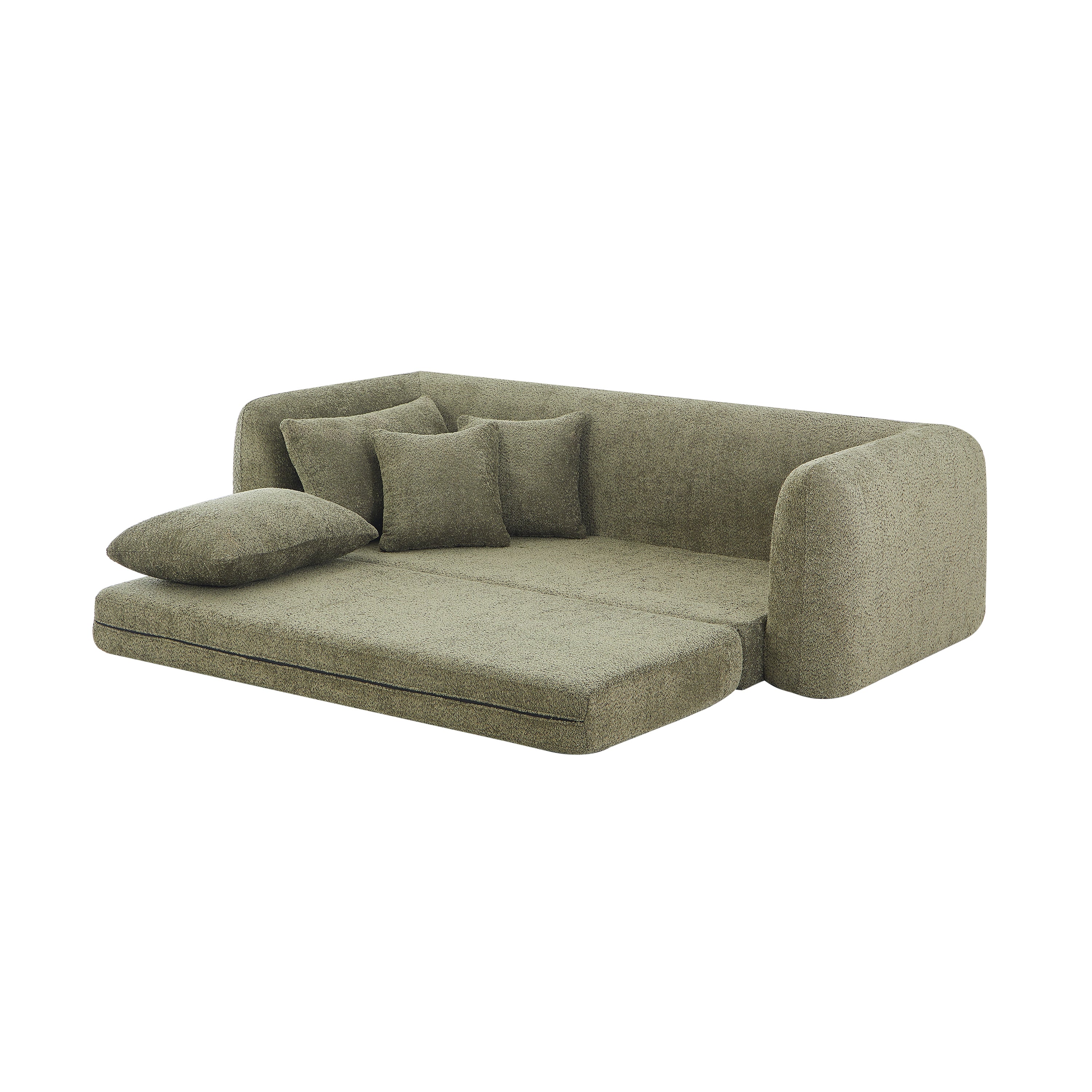 Sofa droit compresse Convertible MORPHEO 3 places Fabric bouclette Beige