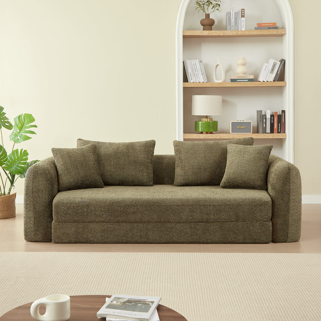 Sofa droit compresse Convertible MORPHEO 3 places Fabric bouclette Beige