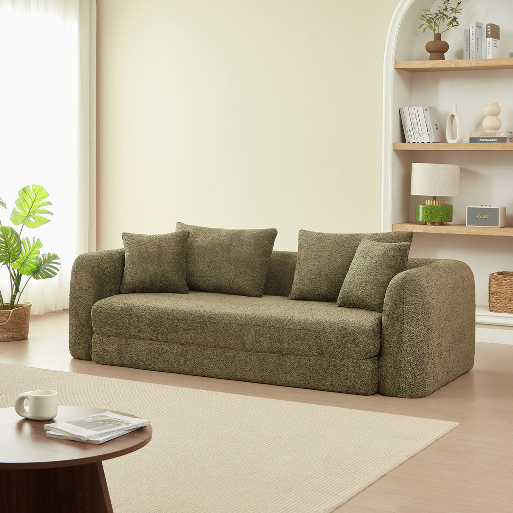 Sofa droit compresse Convertible MORPHEO 3 places Fabric bouclette Beige