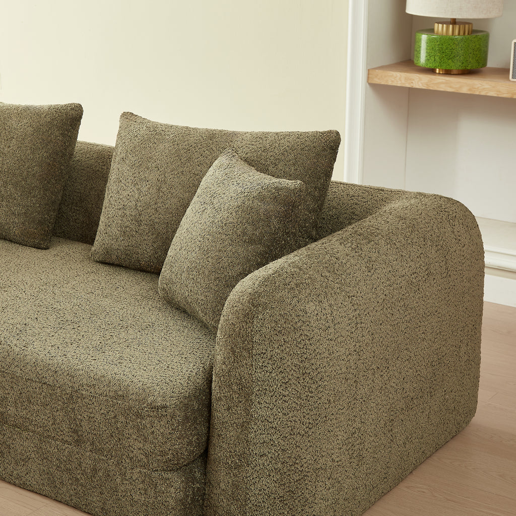 Sofa droit compresse Convertible MORPHEO 3 places Fabric bouclette Beige