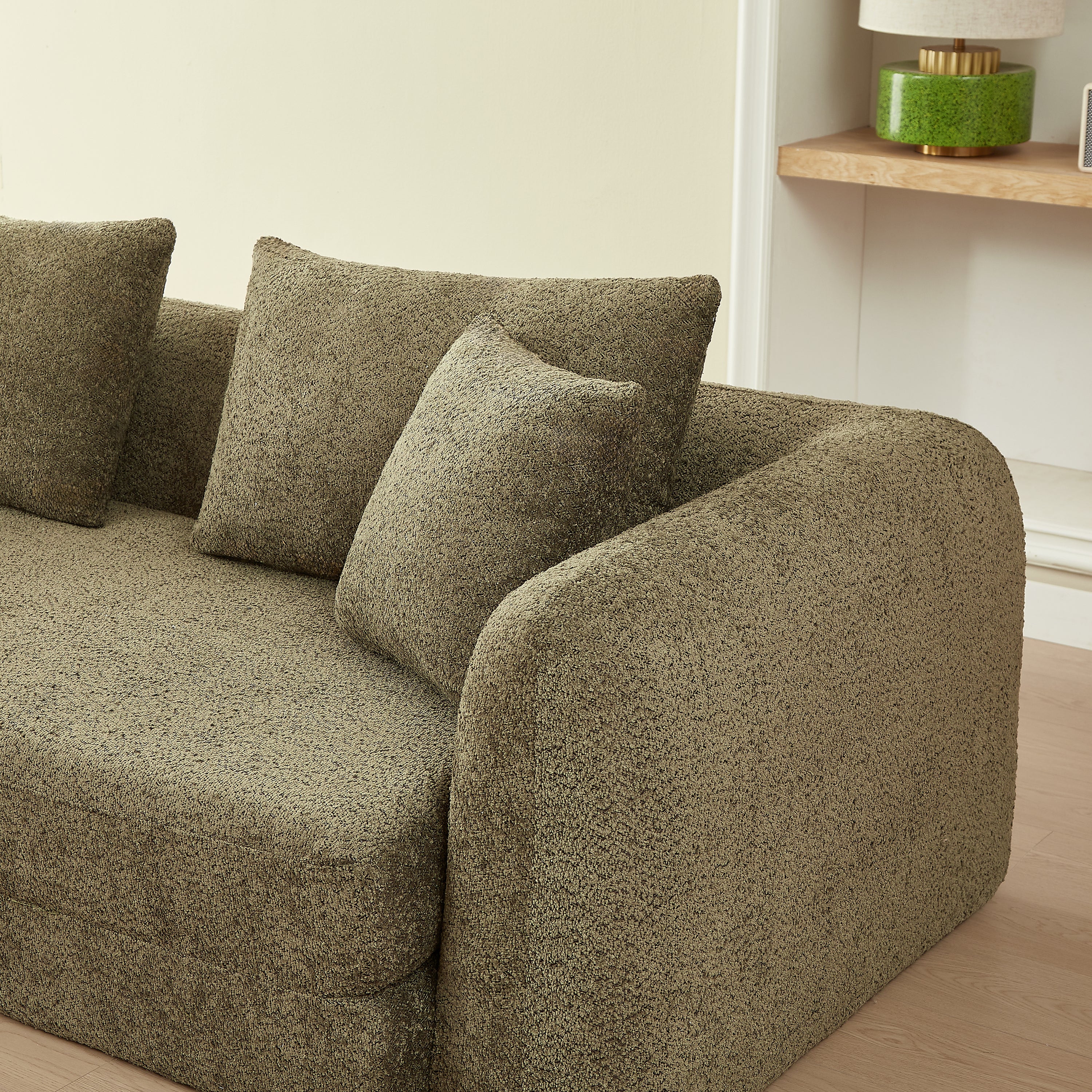 Sofa droit compresse Convertible MORPHEO 3 places Fabric bouclette Beige