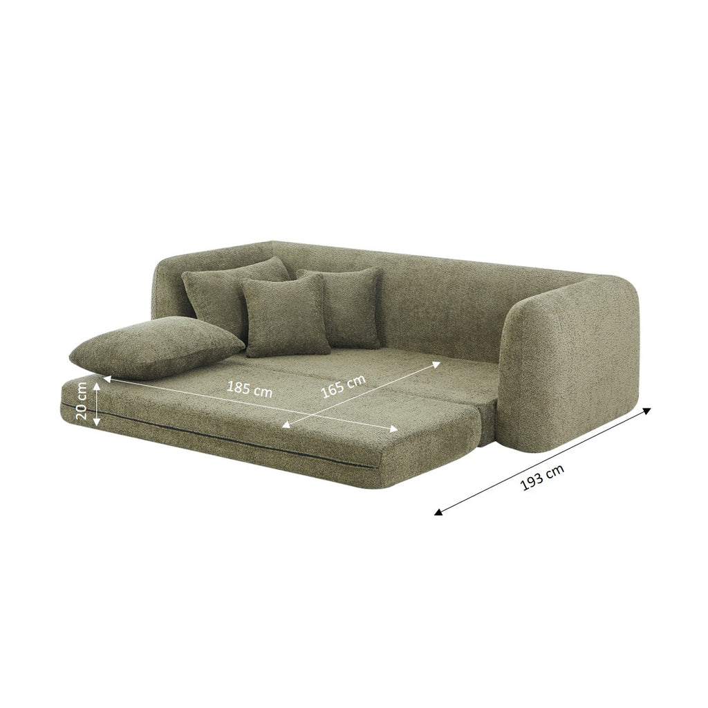 MORPHEO 3-Seater Convertible Sofa Bed – Green