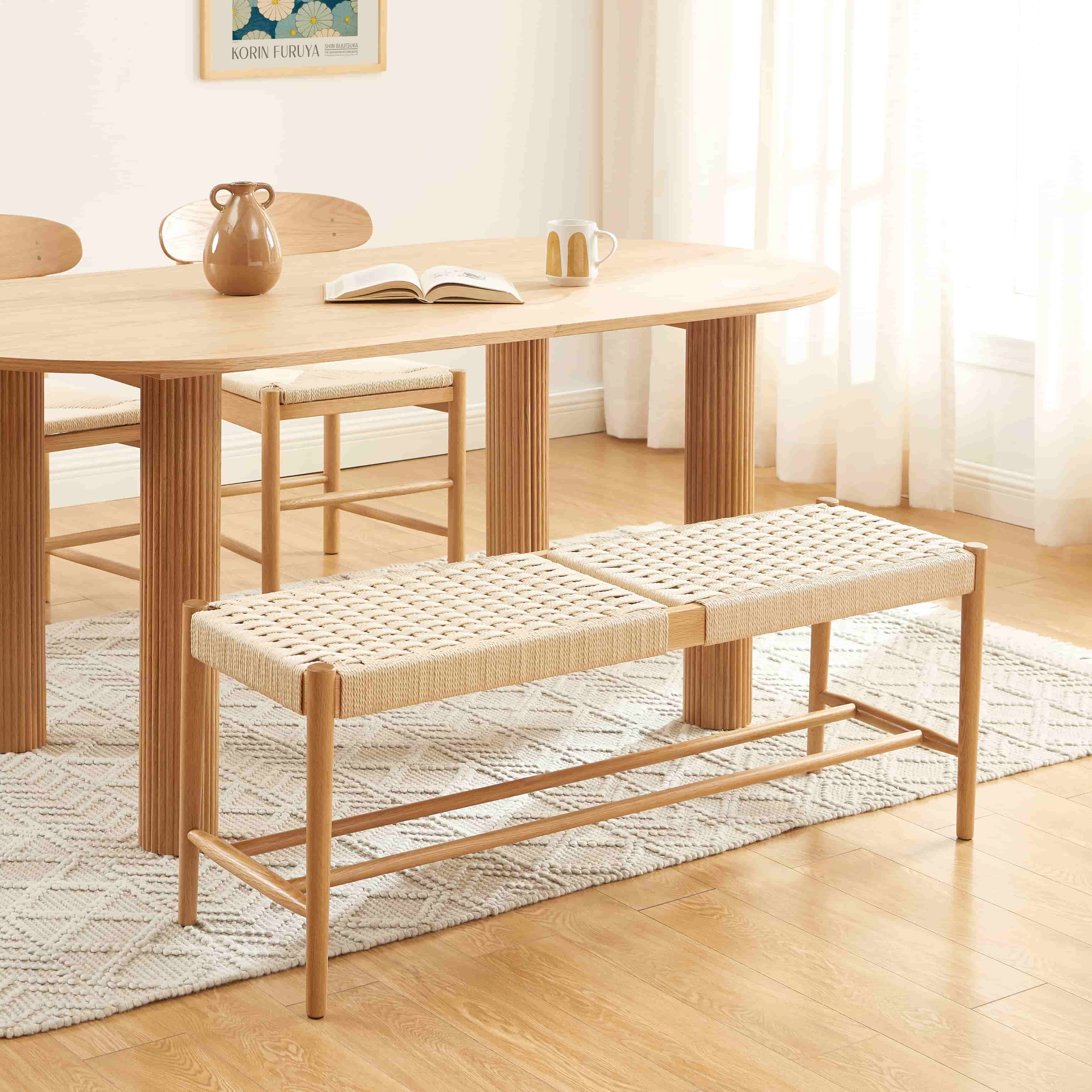 MOTTO Scandinavian-Style Solid Wood Bench