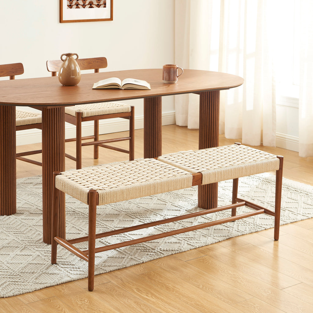 MOTTO Scandinavian-Style Solid Wood Bench – Walnut