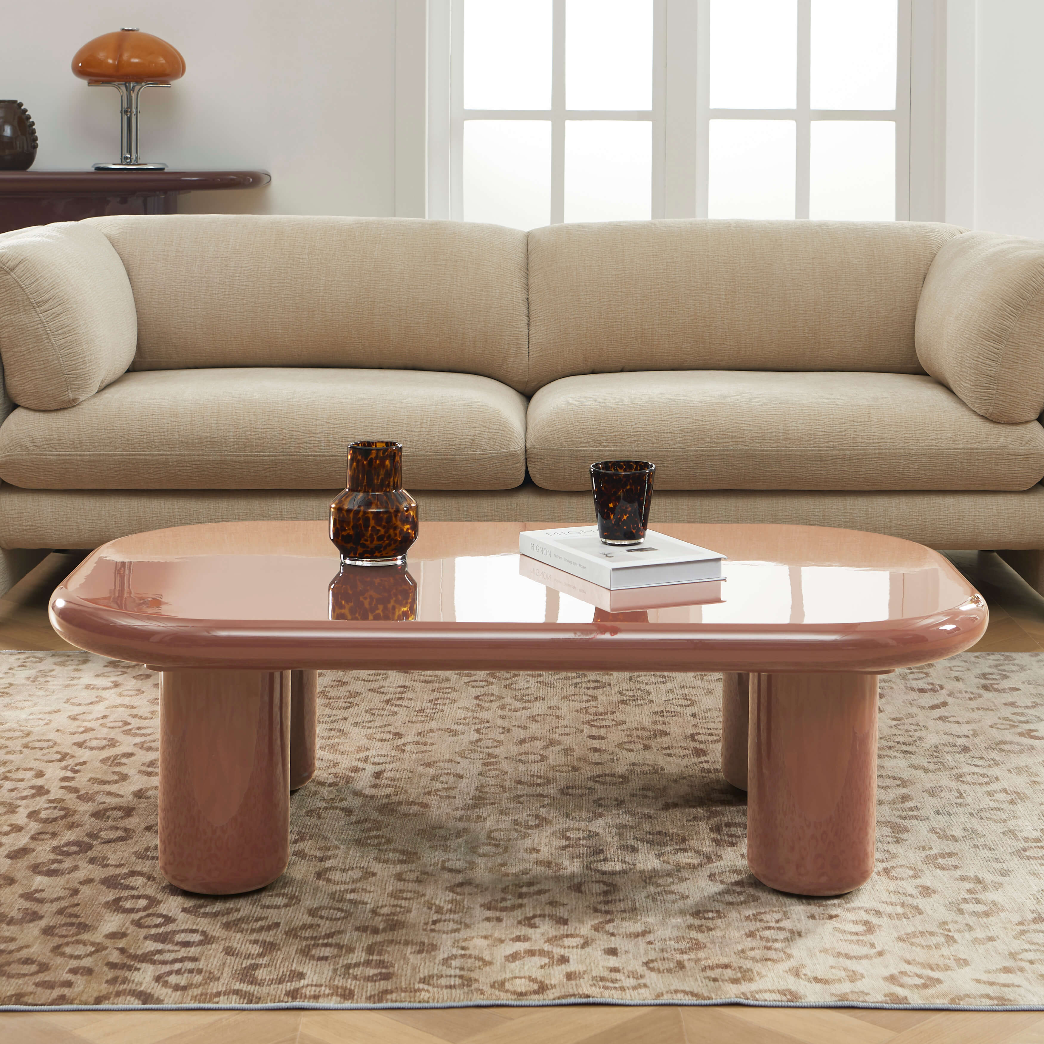 MOXY Coffee Table High Gloss Finish (47") - Light pink