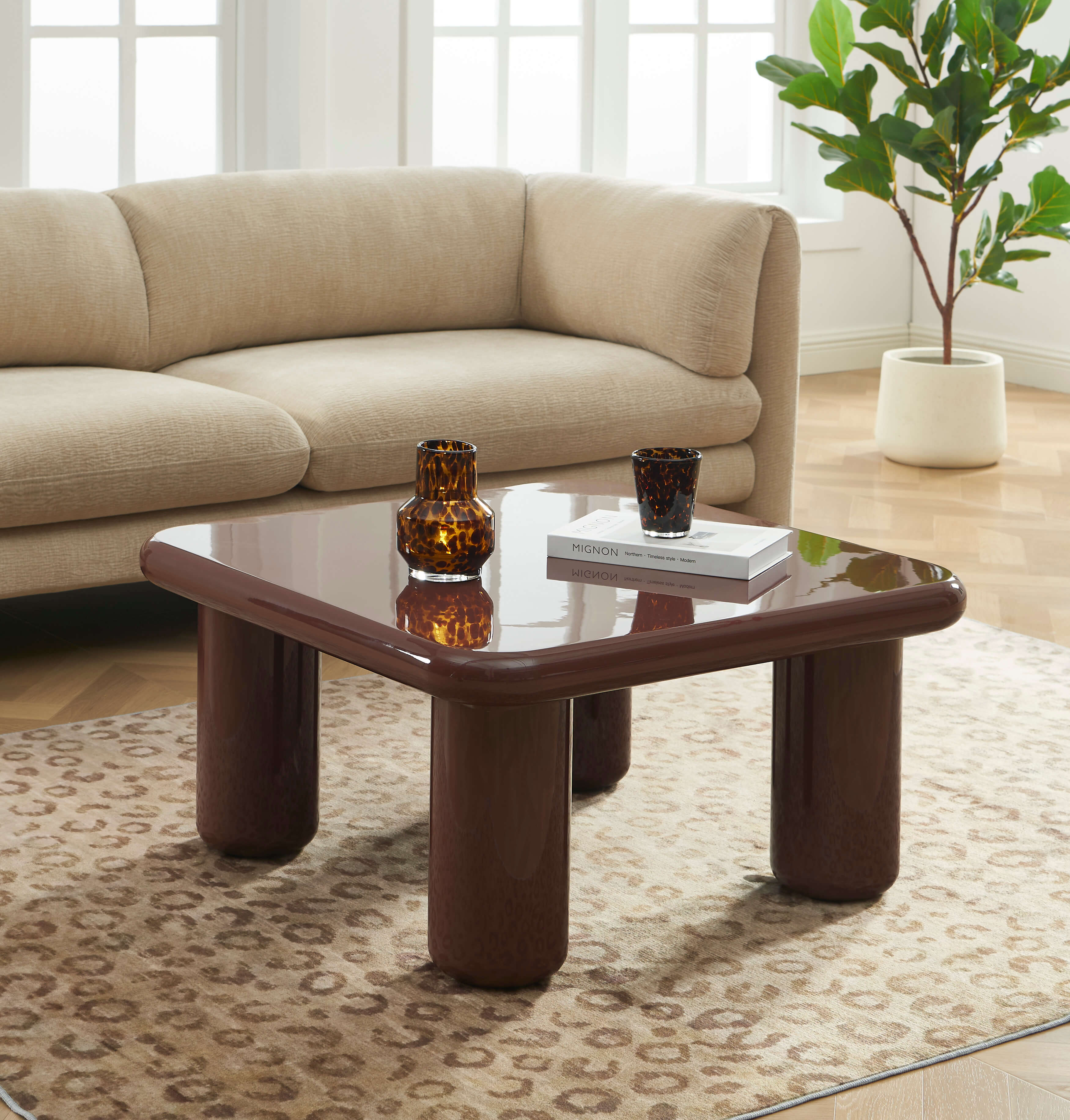 MOXY Coffee Table High Gloss Finish (31") - Burgundy