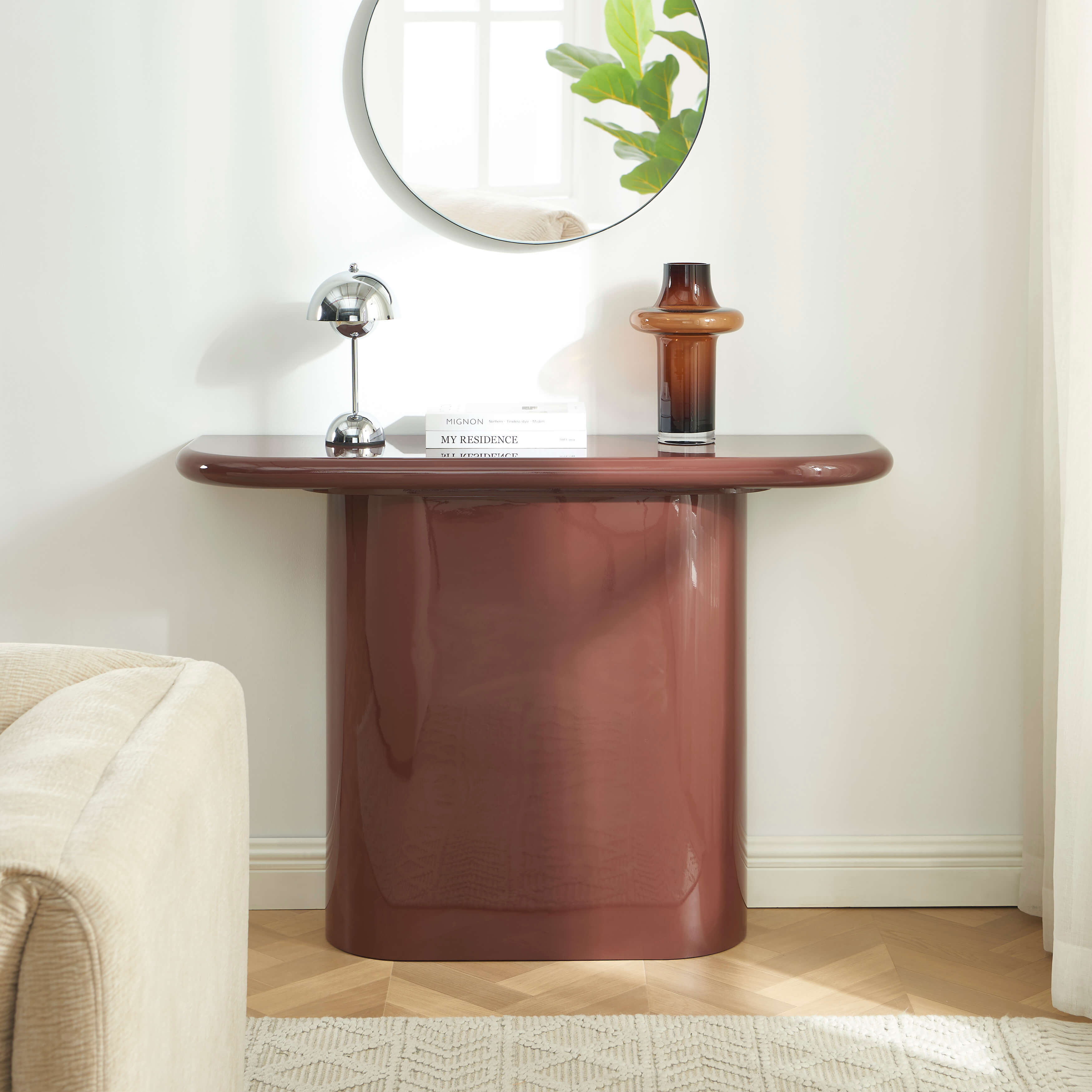 MOXY Console Table High Gloss Burgundy Finish