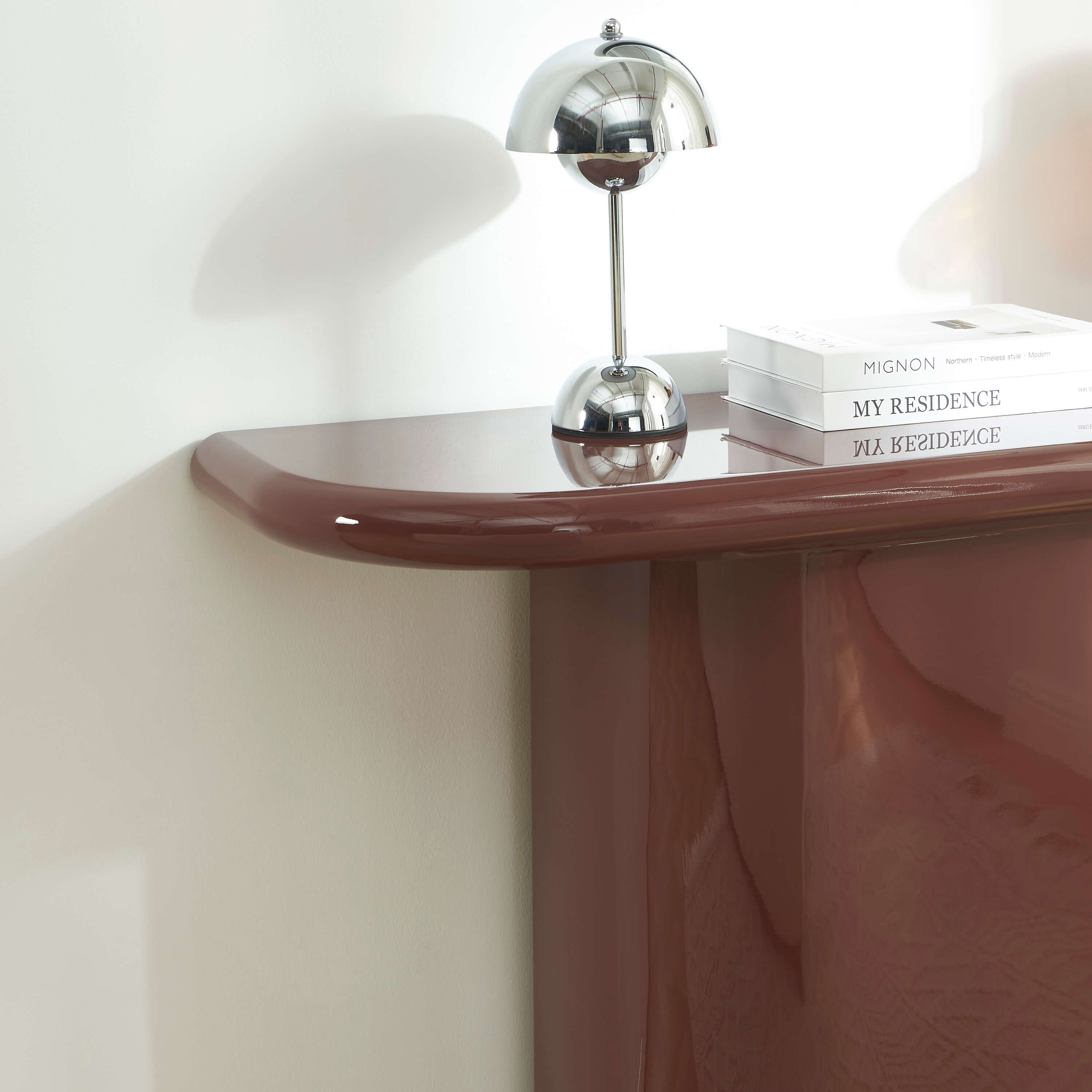 MOXY Console Table High Gloss Burgundy Finish