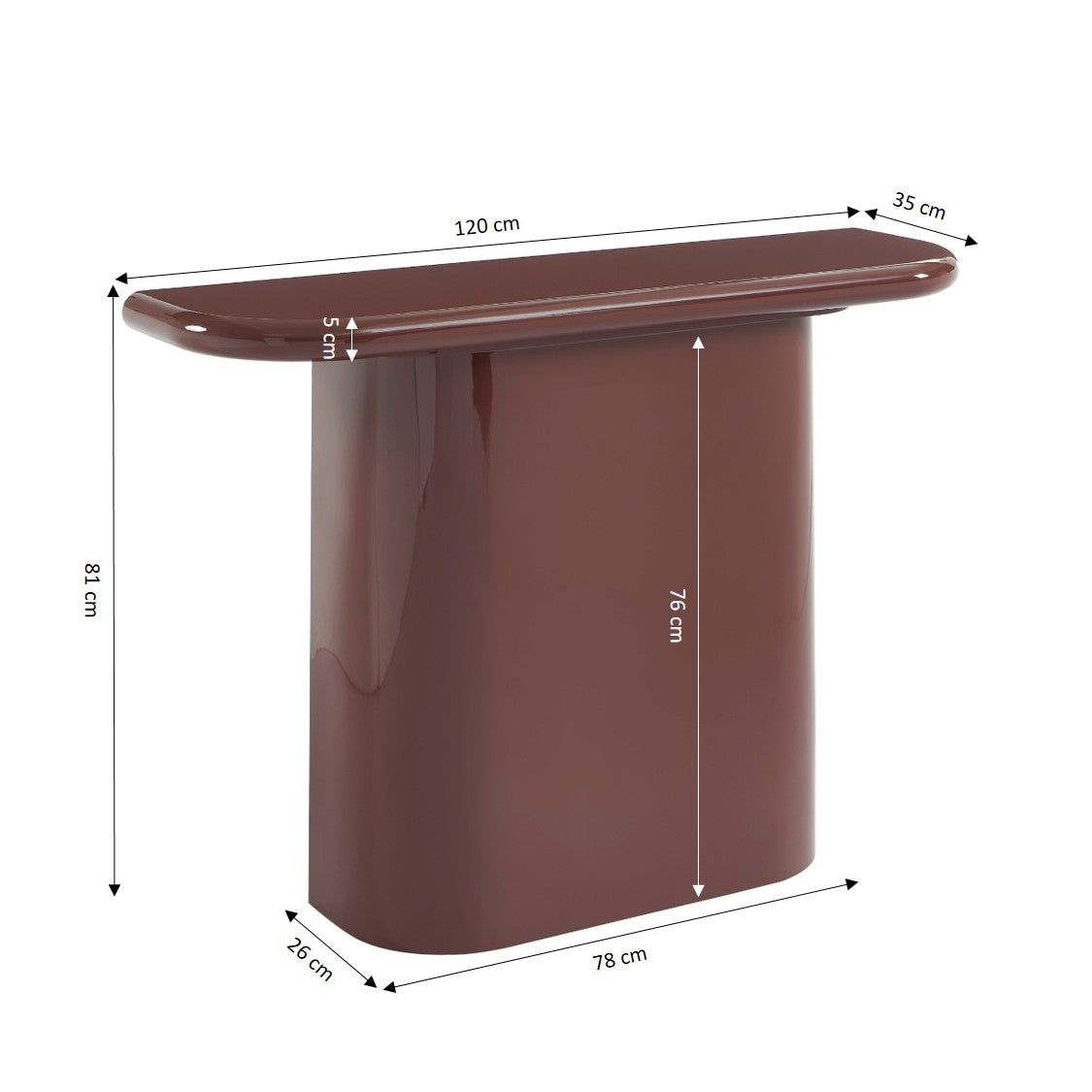 MOXY Console Table High Gloss Burgundy Finish