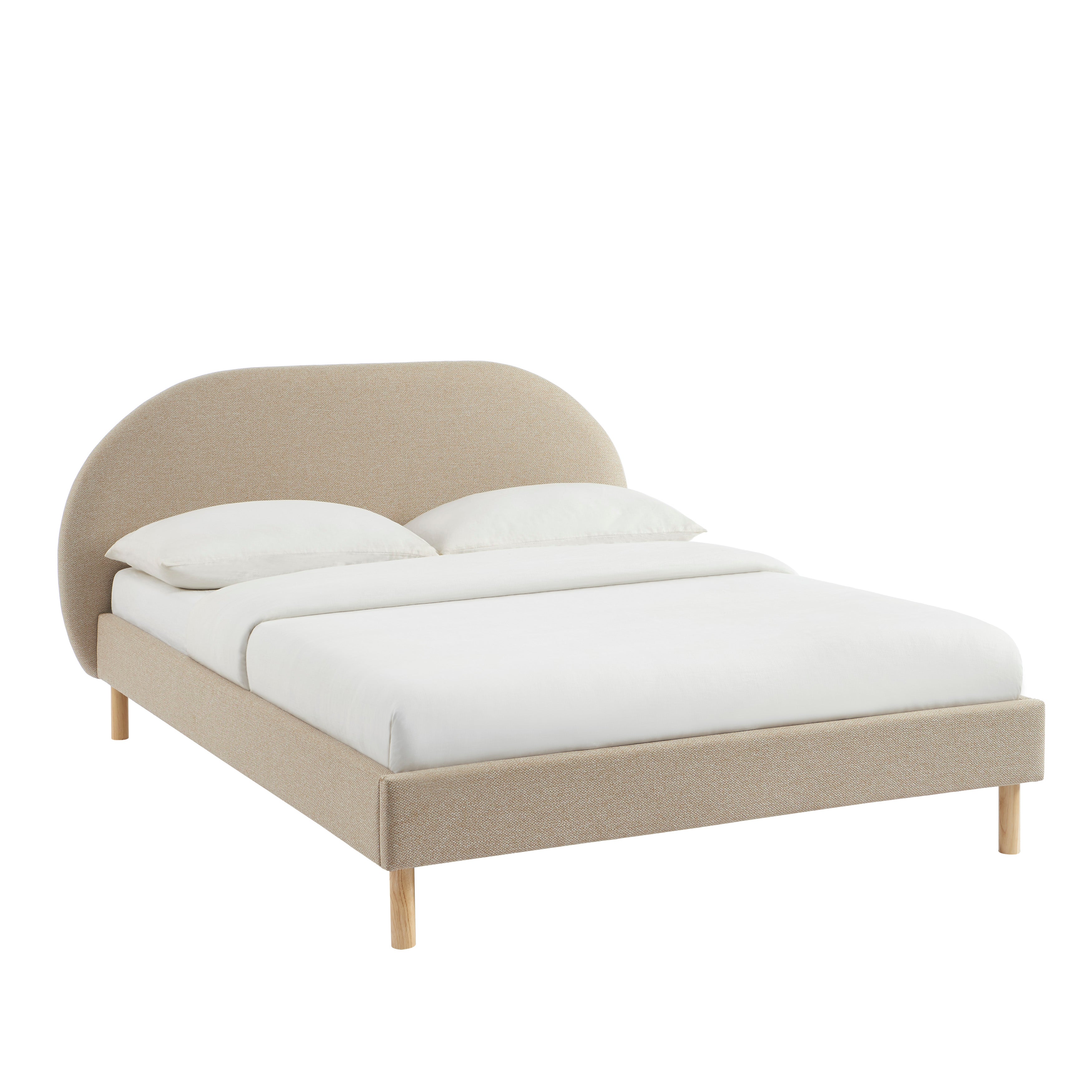NEBULA Upholstered Bed with Headboard – Greige