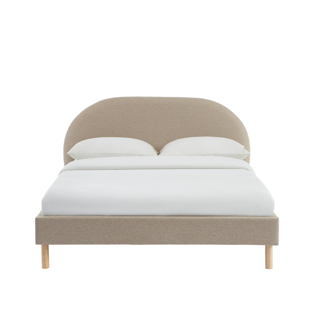 NEBULA Upholstered Bed with Headboard – Greige