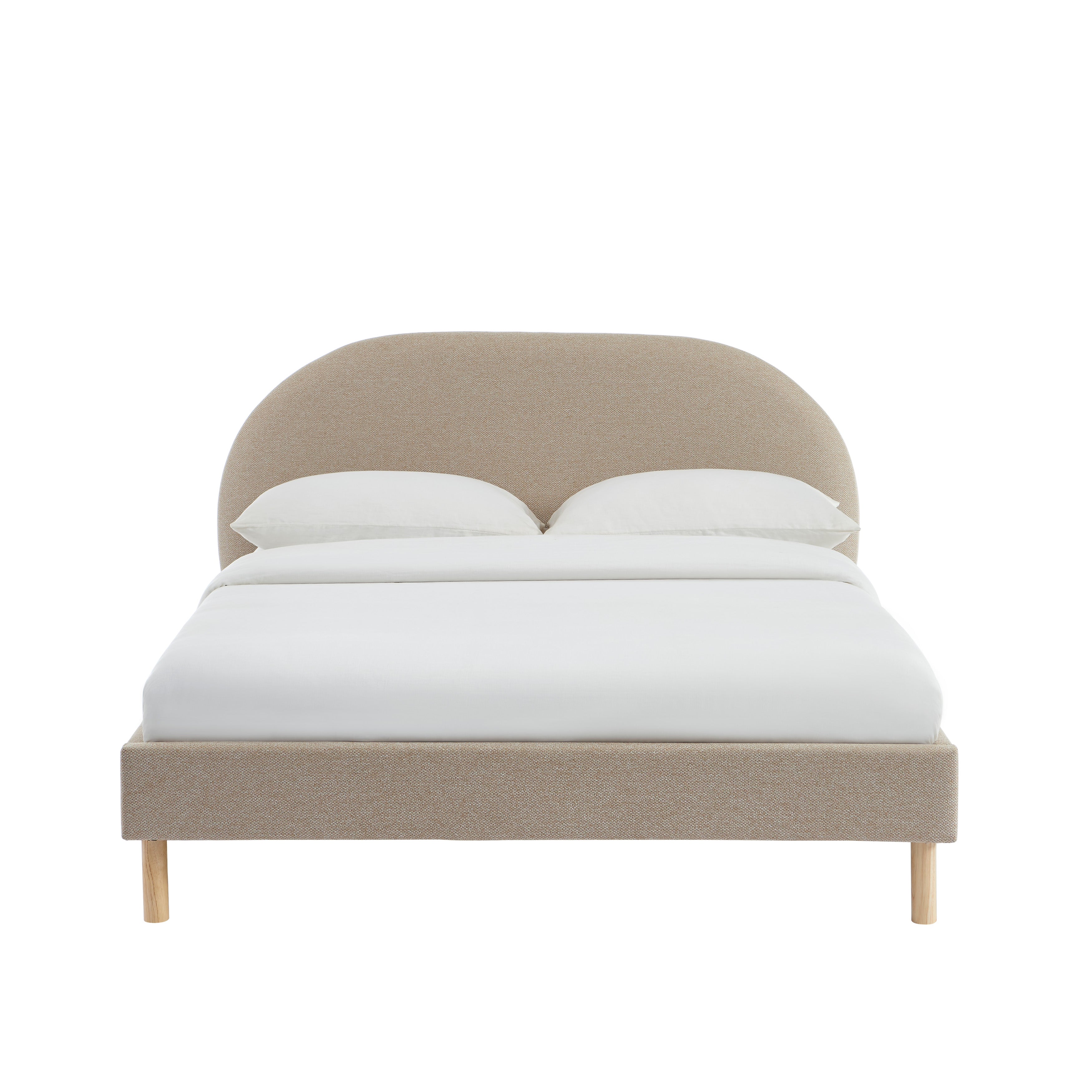 NEBULA Upholstered Bed with Headboard – Greige