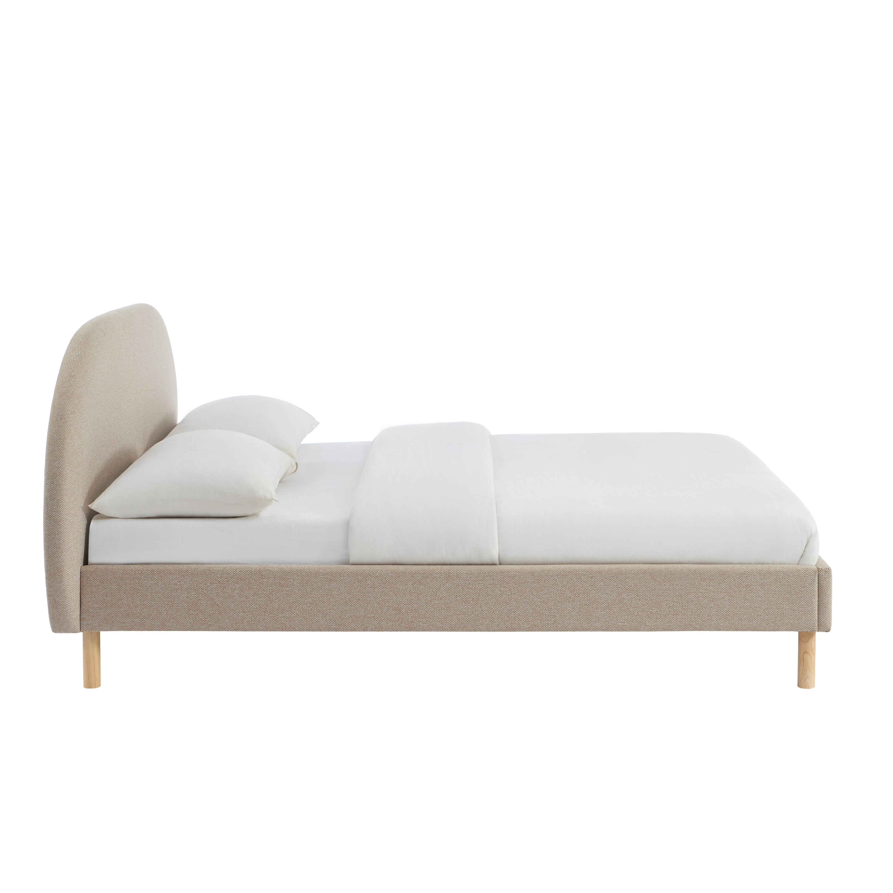 NEBULA Upholstered Bed with Headboard – Greige