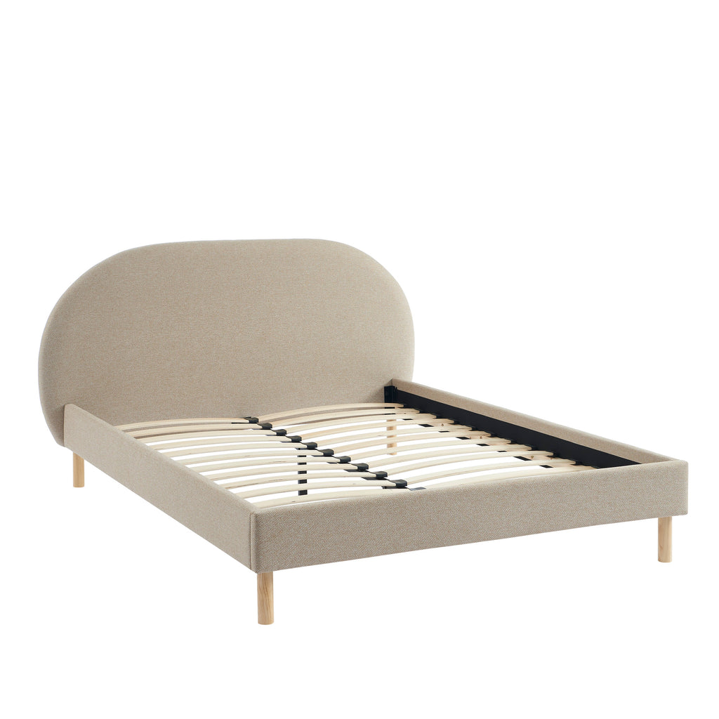 NEBULA Upholstered Bed with Headboard – Greige