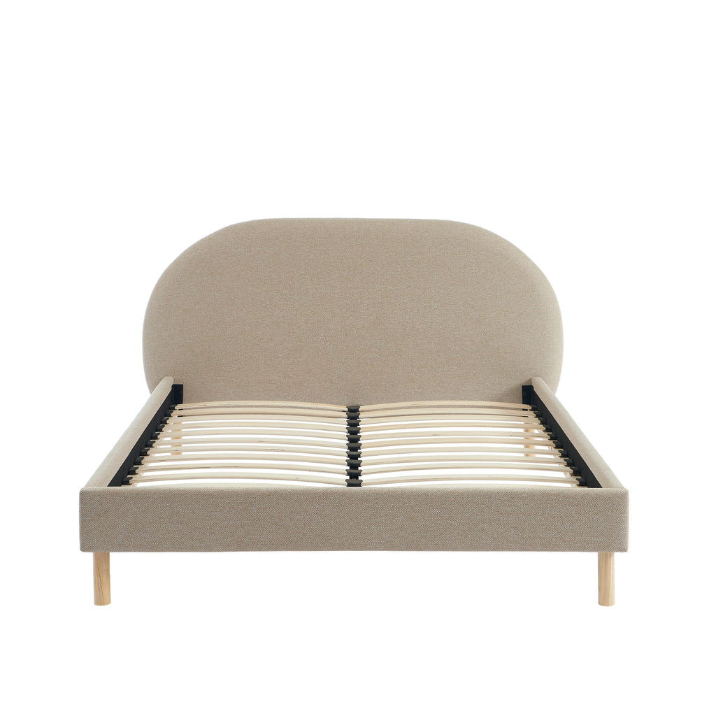 NEBULA Upholstered Bed with Headboard – Greige
