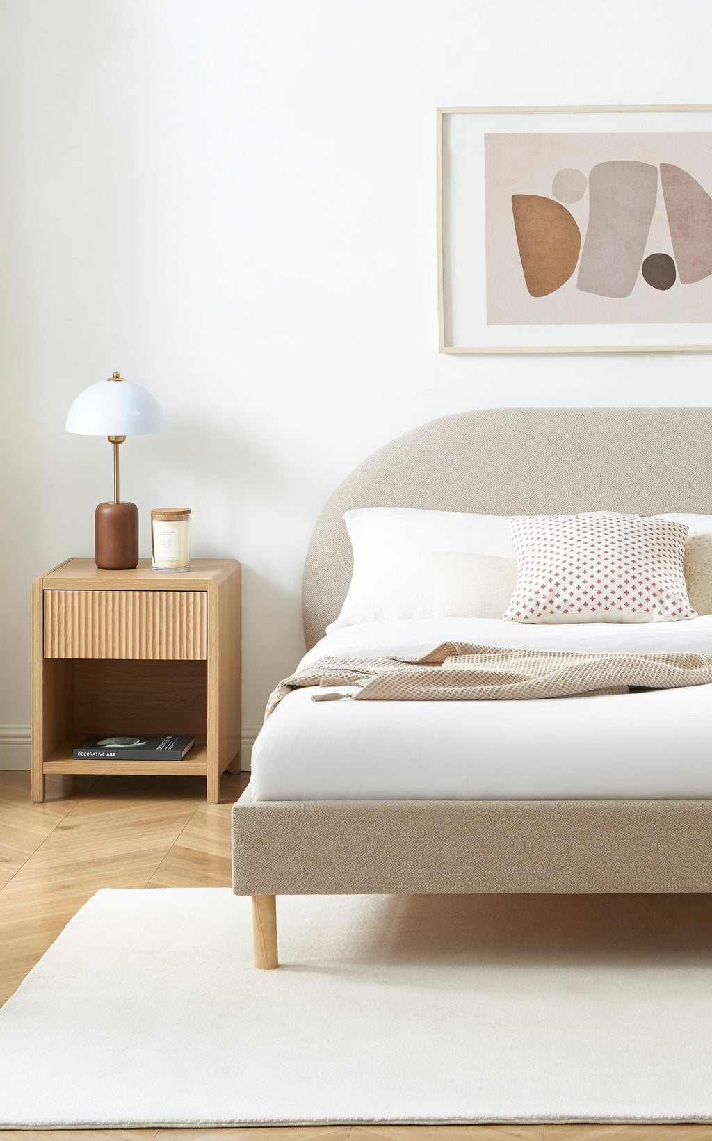 NEBULA Upholstered Bed with Headboard – Greige