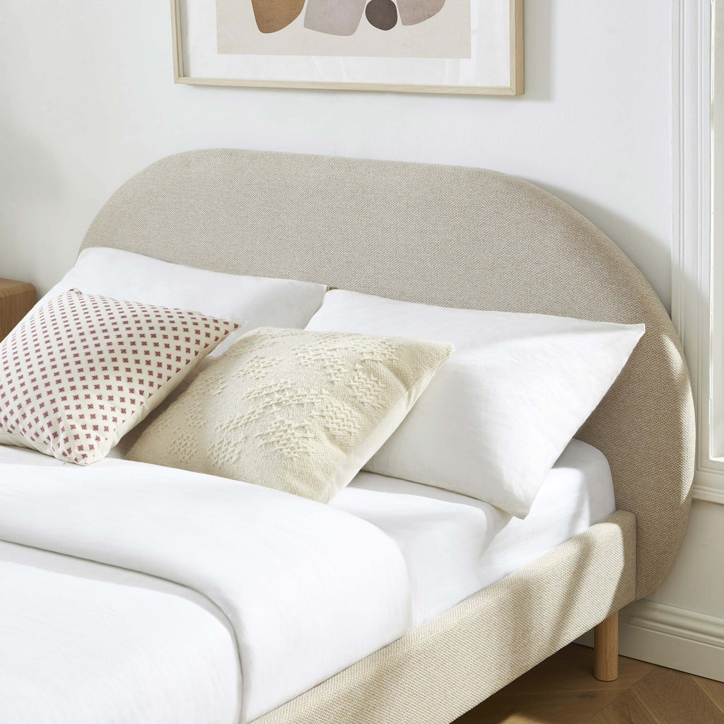 NEBULA Upholstered Bed with Headboard – Greige