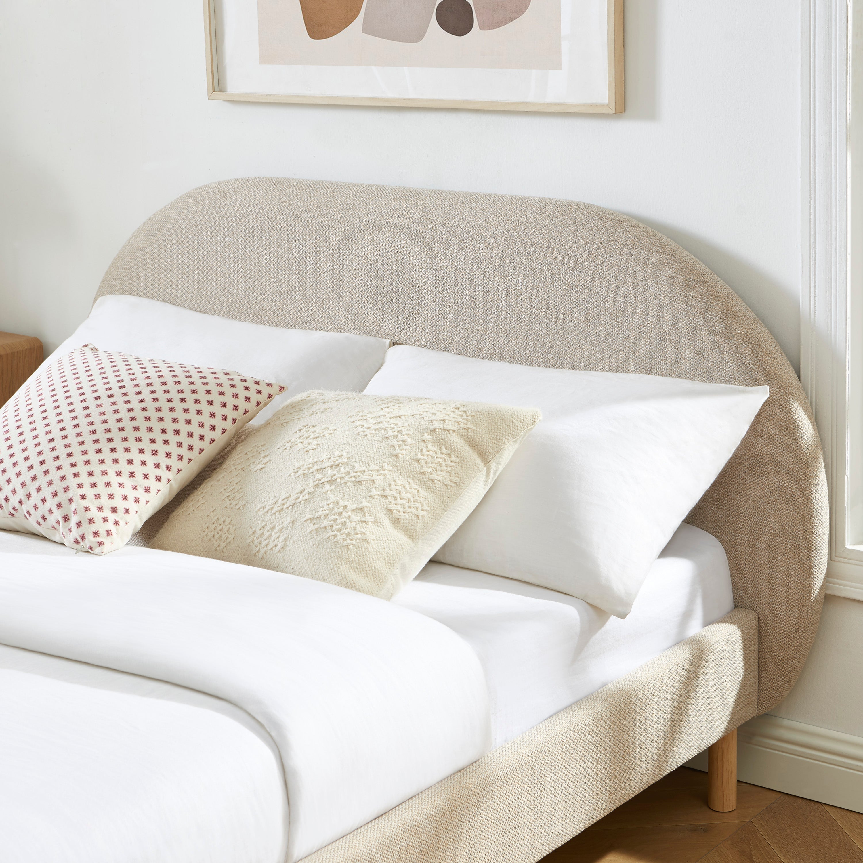 NEBULA Upholstered Bed with Headboard – Greige