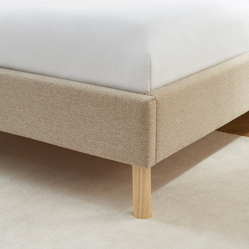 NEBULA Upholstered Bed with Headboard – Greige