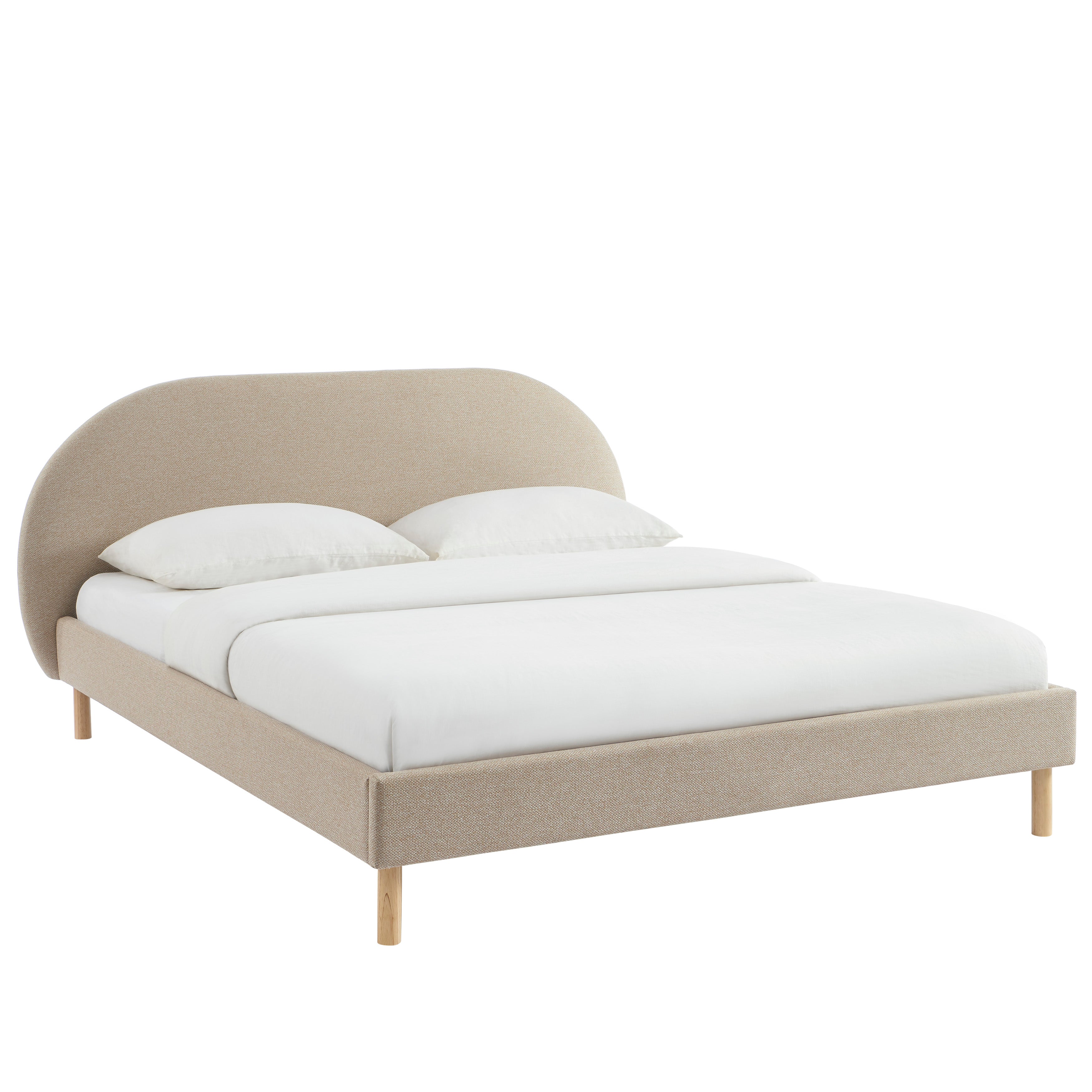 NEBULA Upholstered Bed with Headboard – Greige