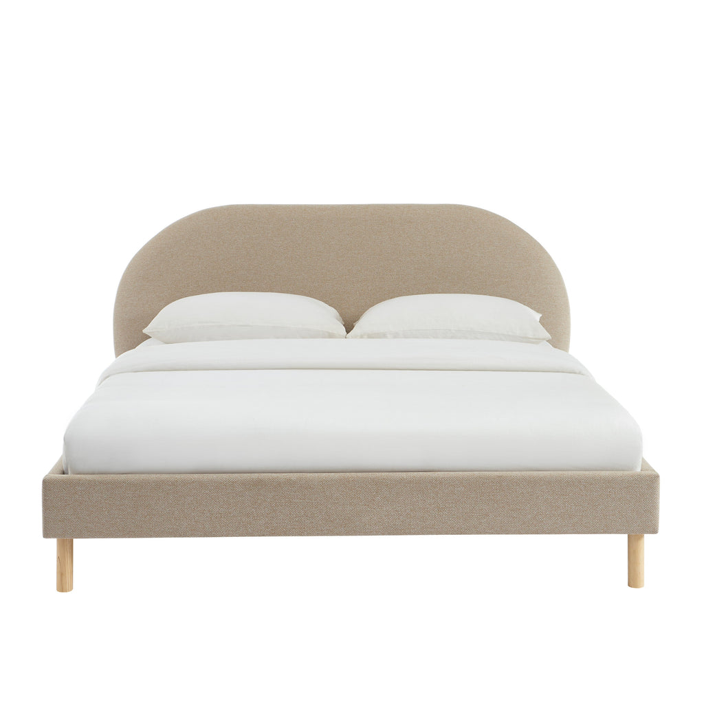 NEBULA Upholstered Bed with Headboard – Greige