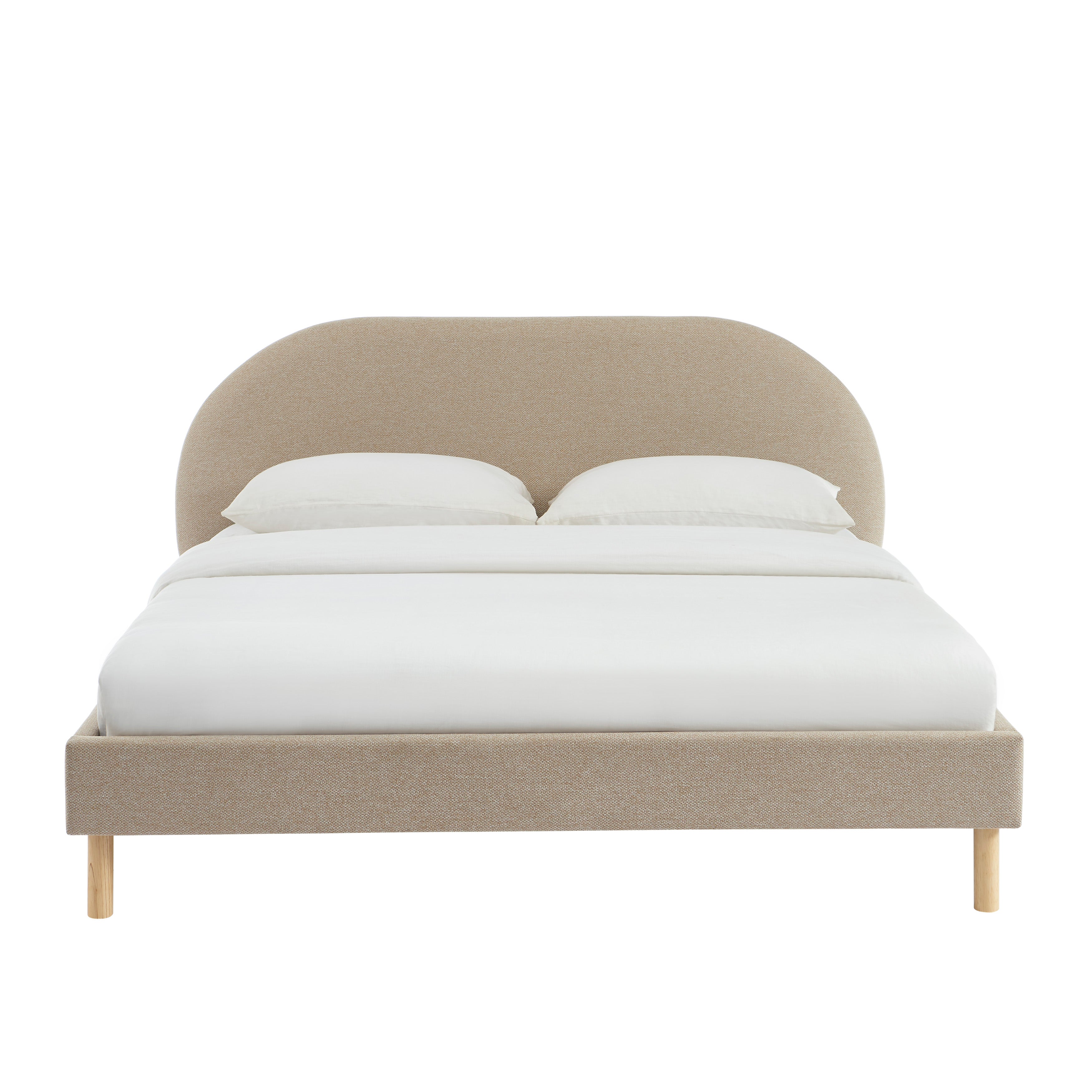 NEBULA Upholstered Bed with Headboard – Greige