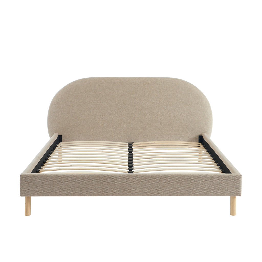 NEBULA Upholstered Bed with Headboard – Greige