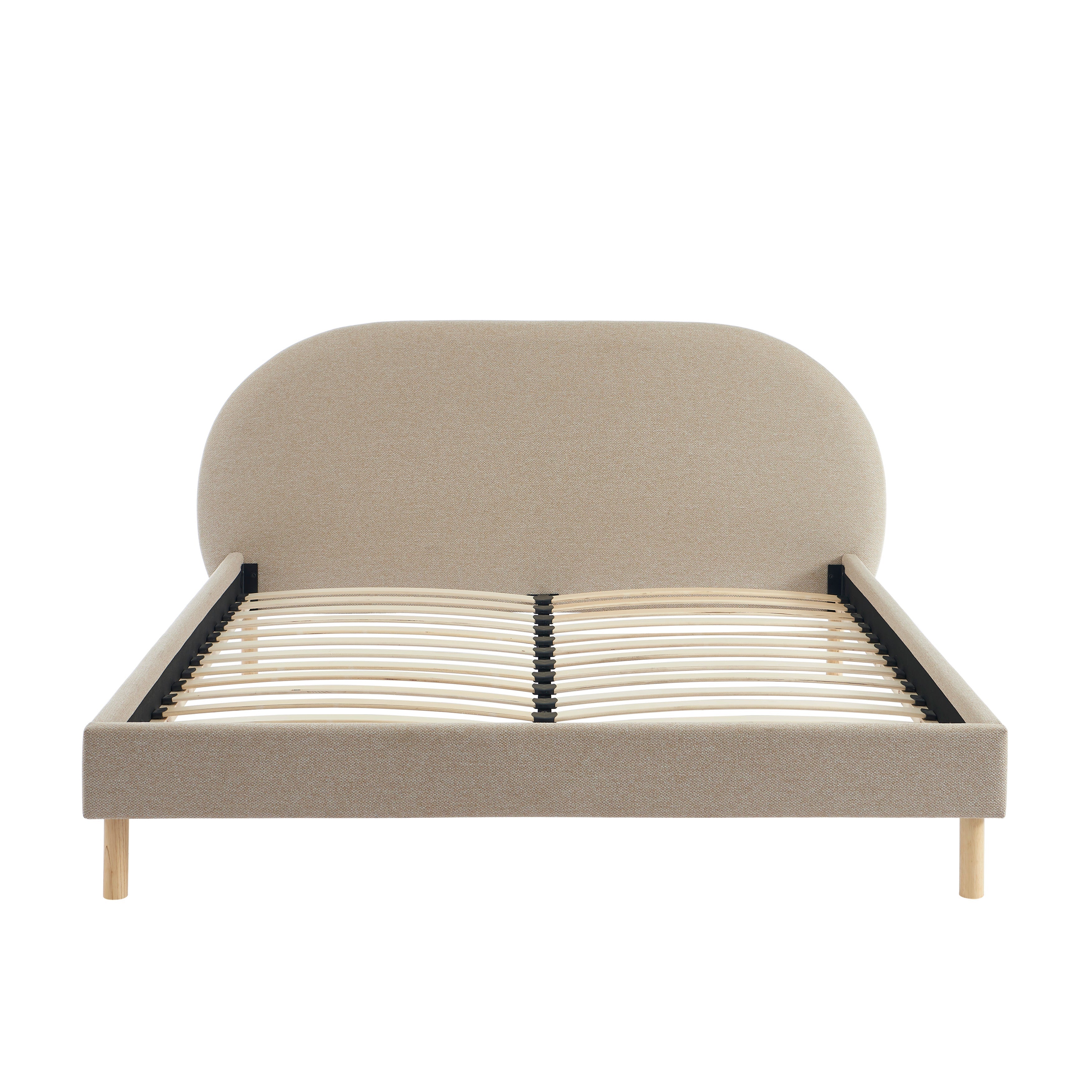 NEBULA Upholstered Bed with Headboard – Greige