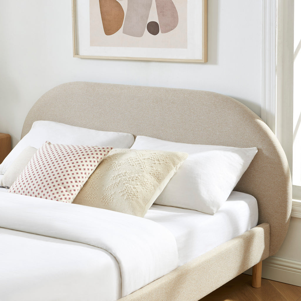 NEBULA Upholstered Bed with Headboard – Greige
